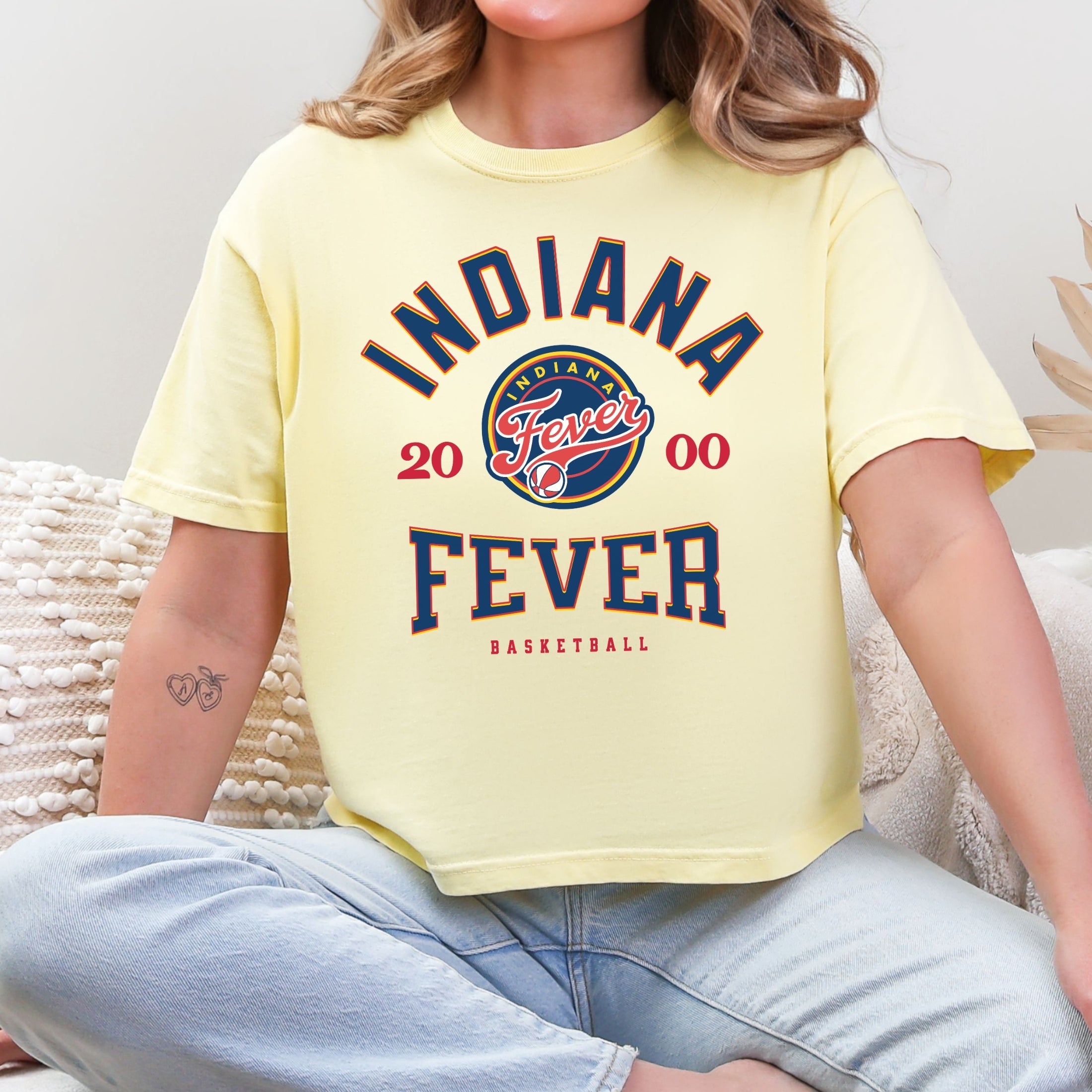 Indiana Fever Vintage Hoops Women's Cropped Boxy Tee