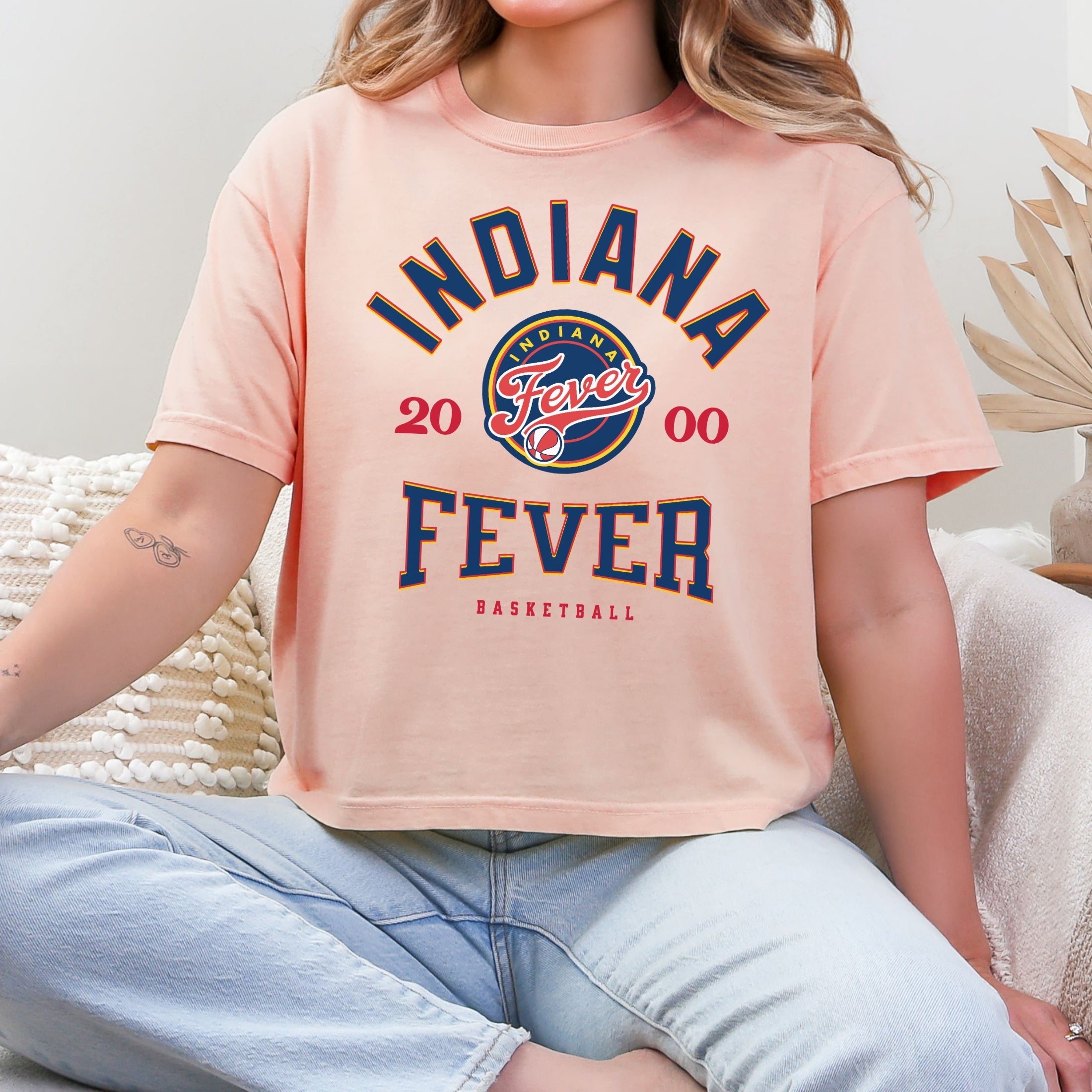 Indiana Fever Vintage Hoops Women's Cropped Boxy Tee