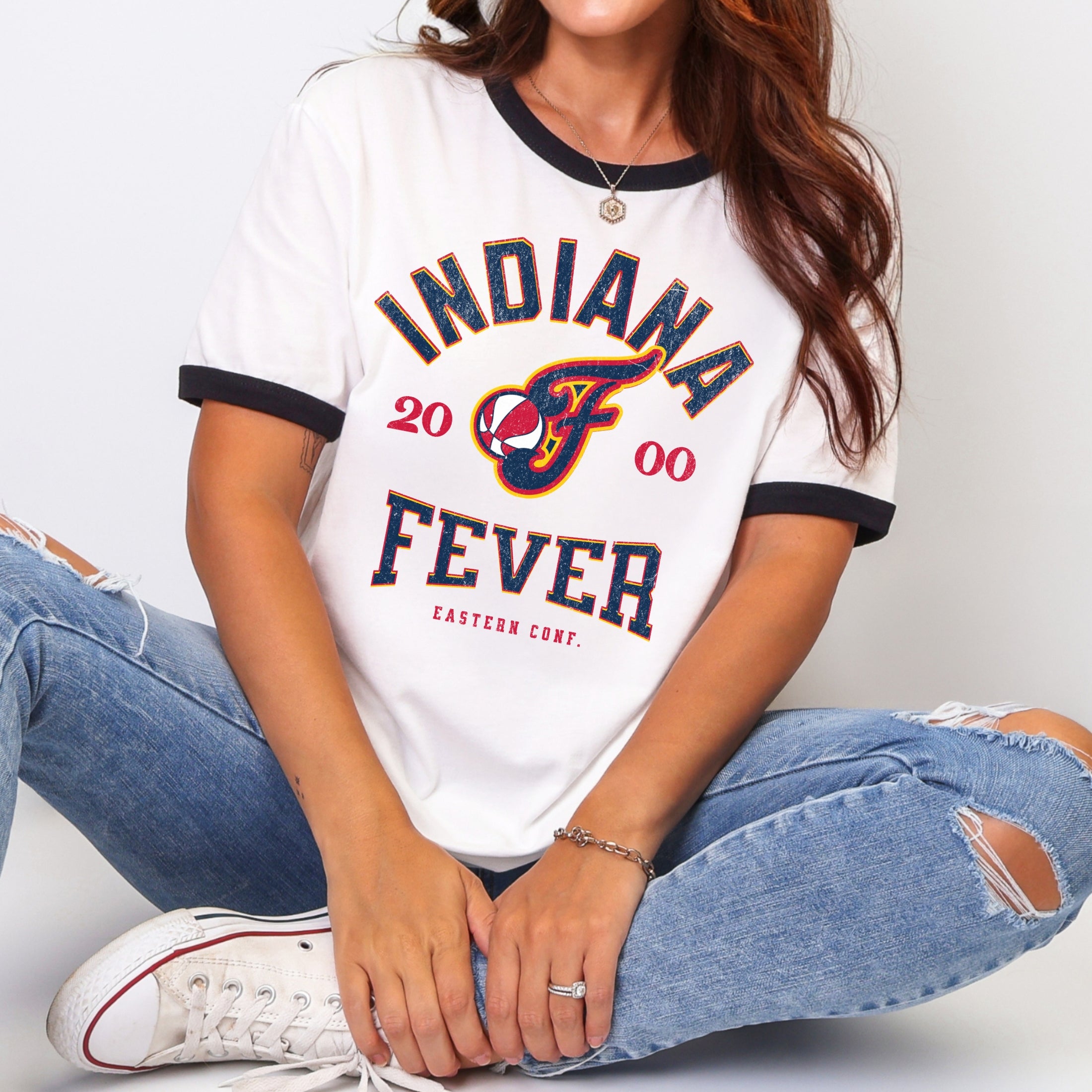 Indiana Fever Vintage Hoops Ringer T-Shirt
