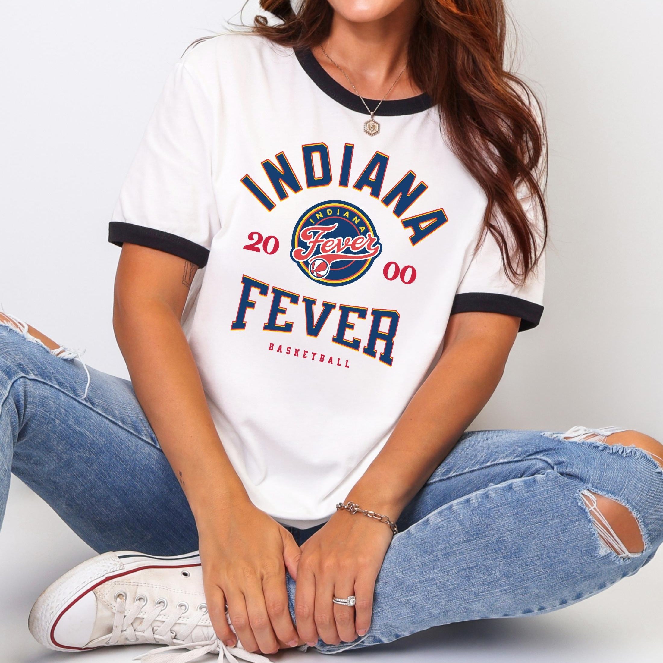 Indiana Fever Vintage Hoops Unisex Ringer Tee