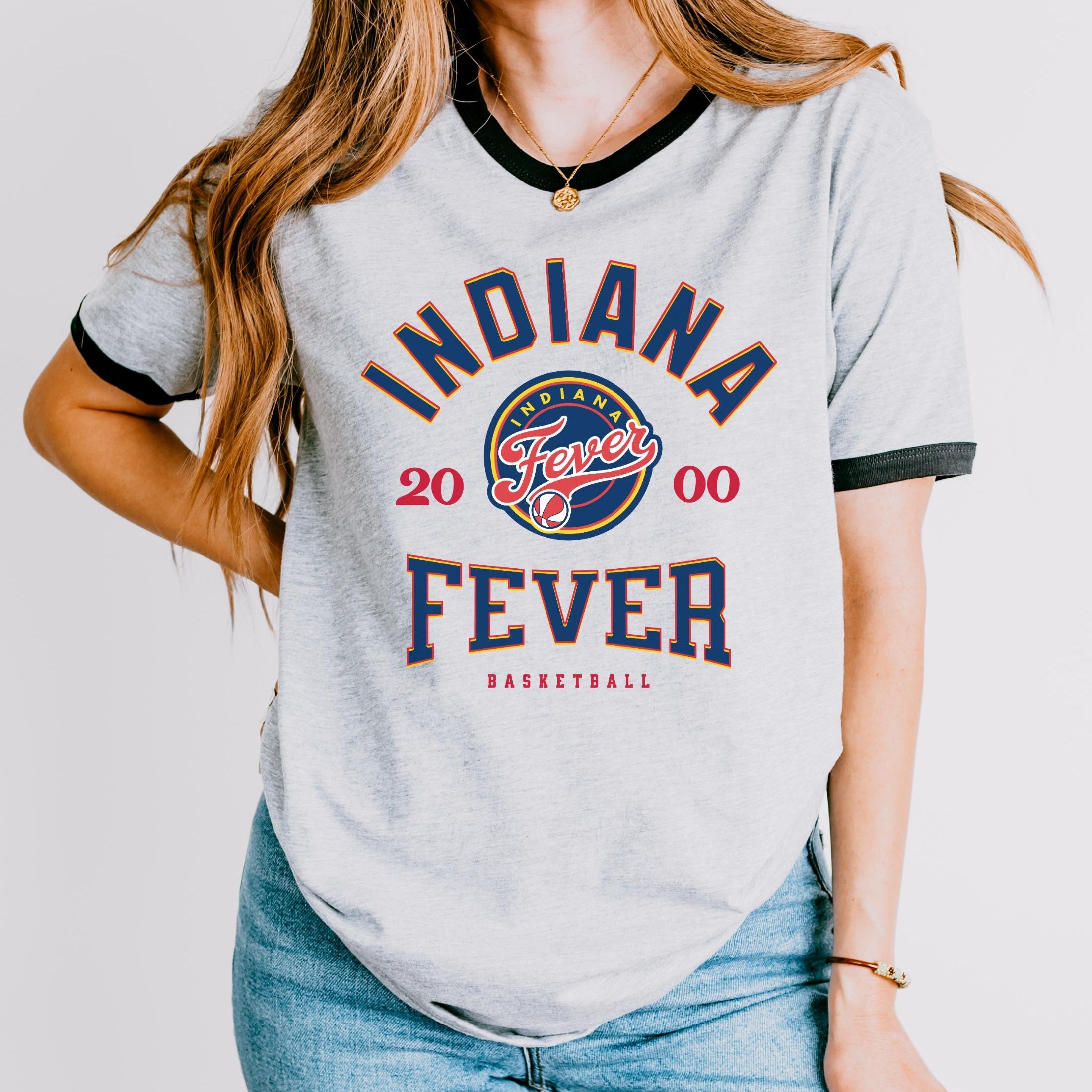 Indiana Fever Vintage Hoops Unisex Ringer Tee