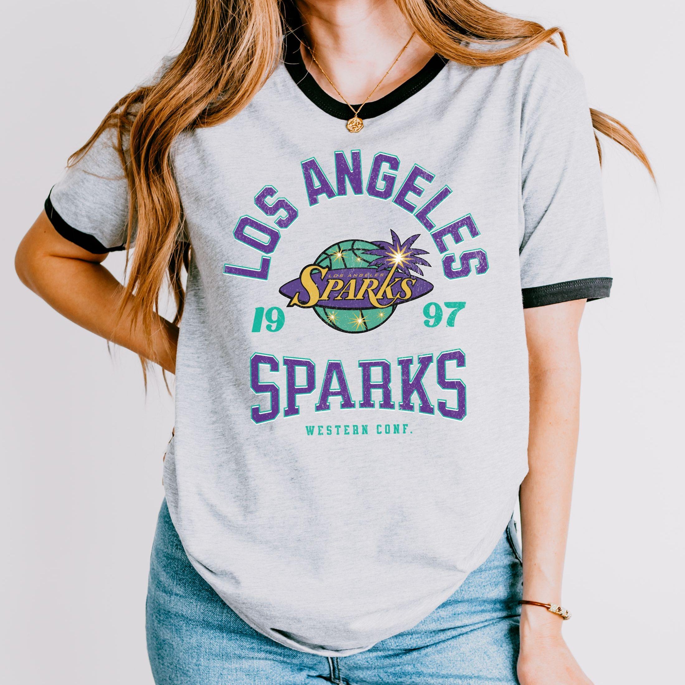 Los Angeles Sparks Retro Hoops Ringer T-Shirt