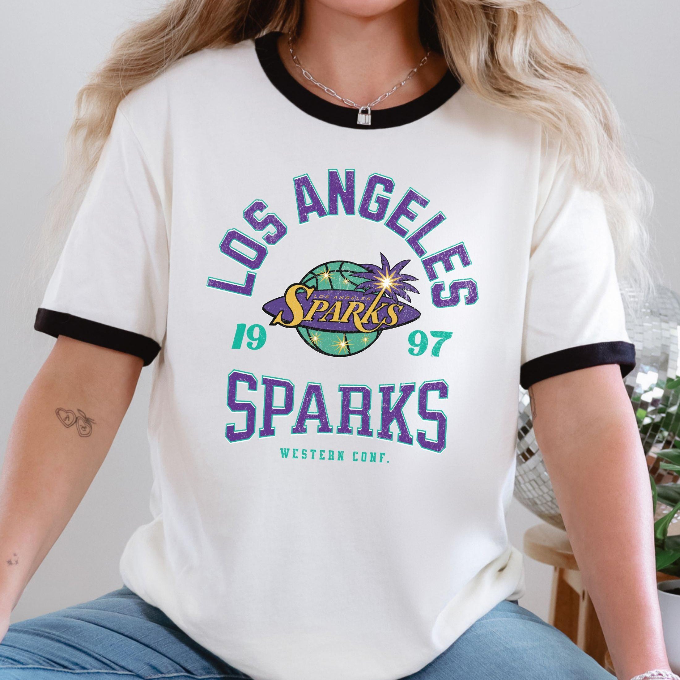 Los Angeles Sparks Retro Hoops Ringer T-Shirt