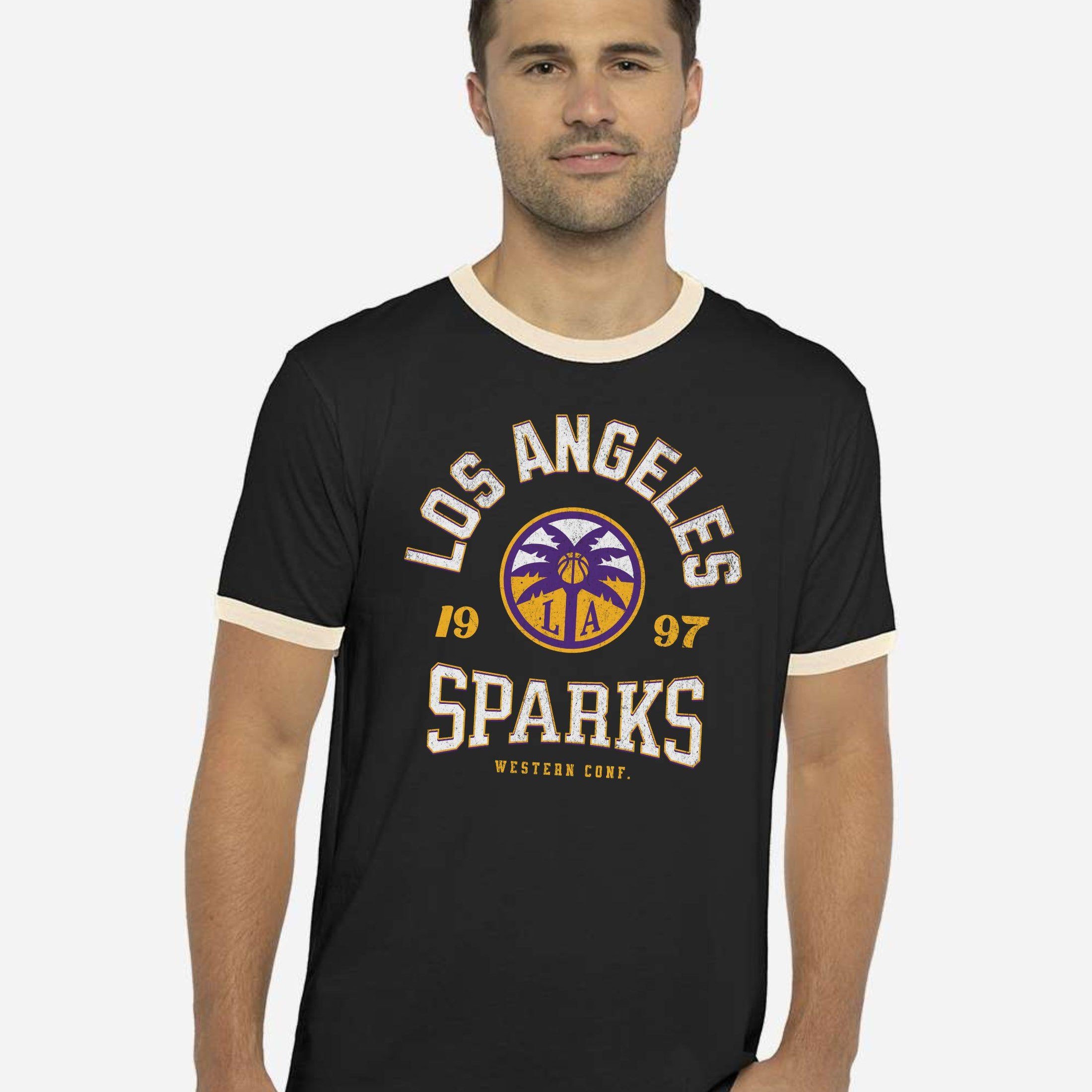 Los Angeles Sparks Vintage Hoops Ringer T-Shirt