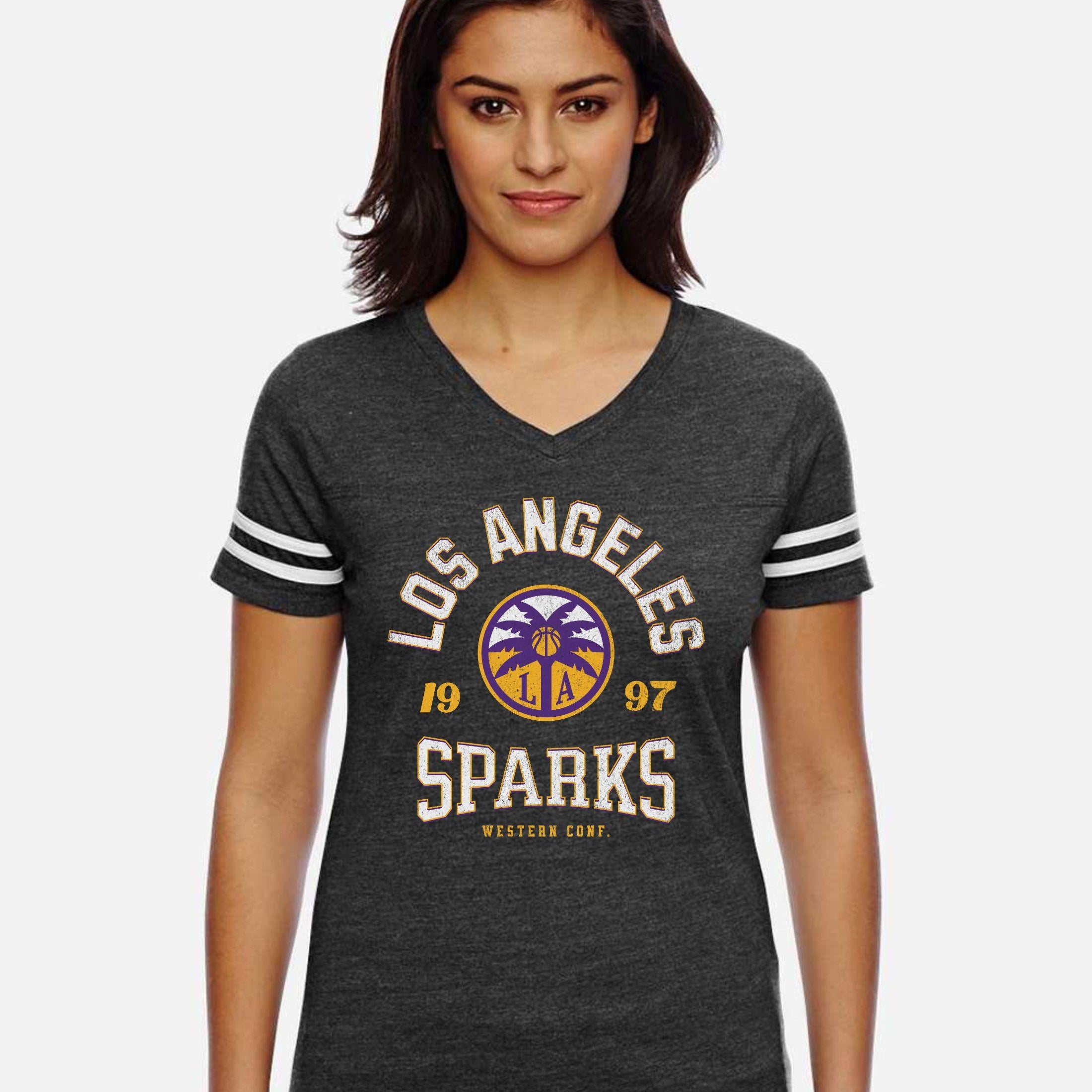 Los Angeles Sparks Vintage Hoops Women's V-Neck Tee