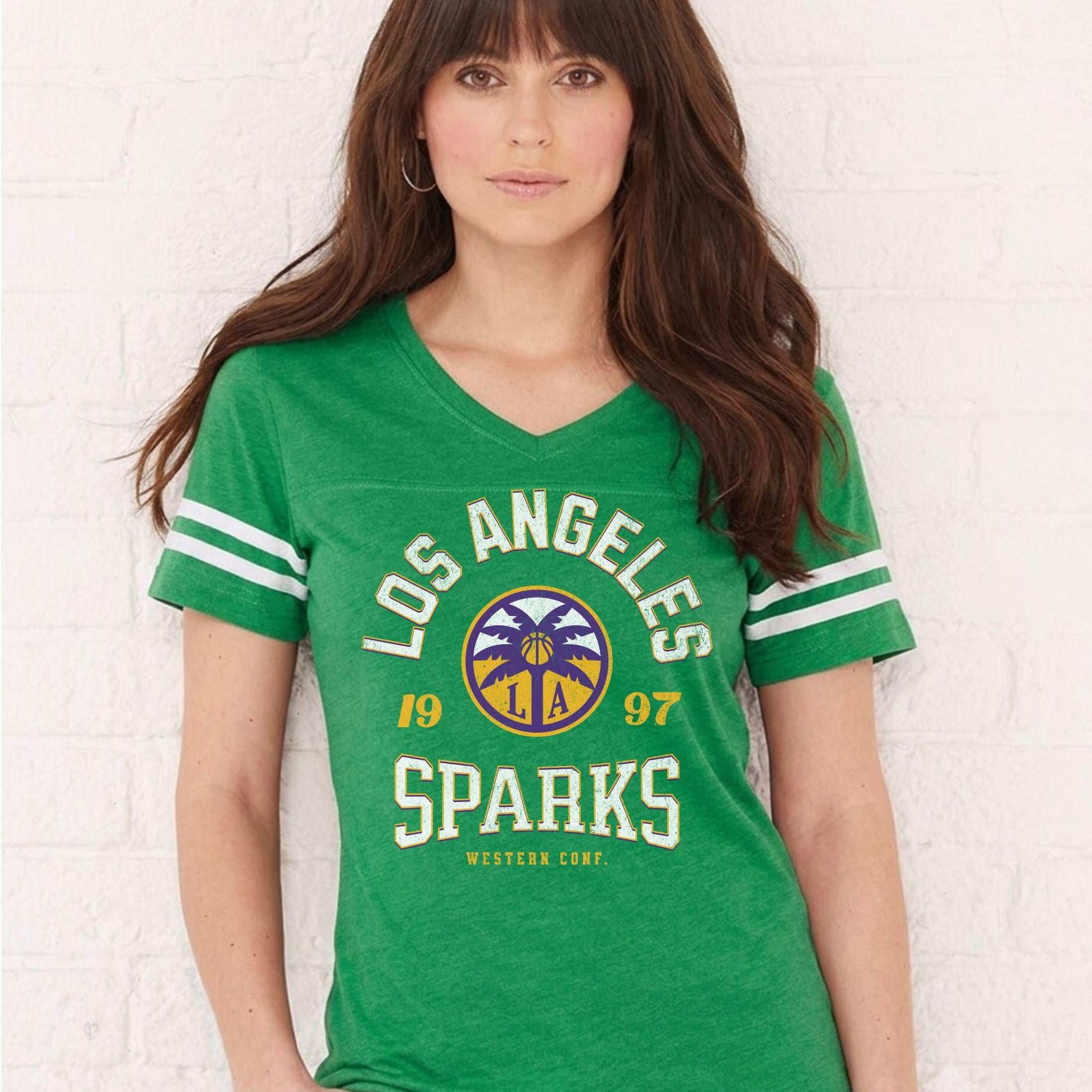 Los Angeles Sparks Vintage Hoops Women's V-Neck Tee