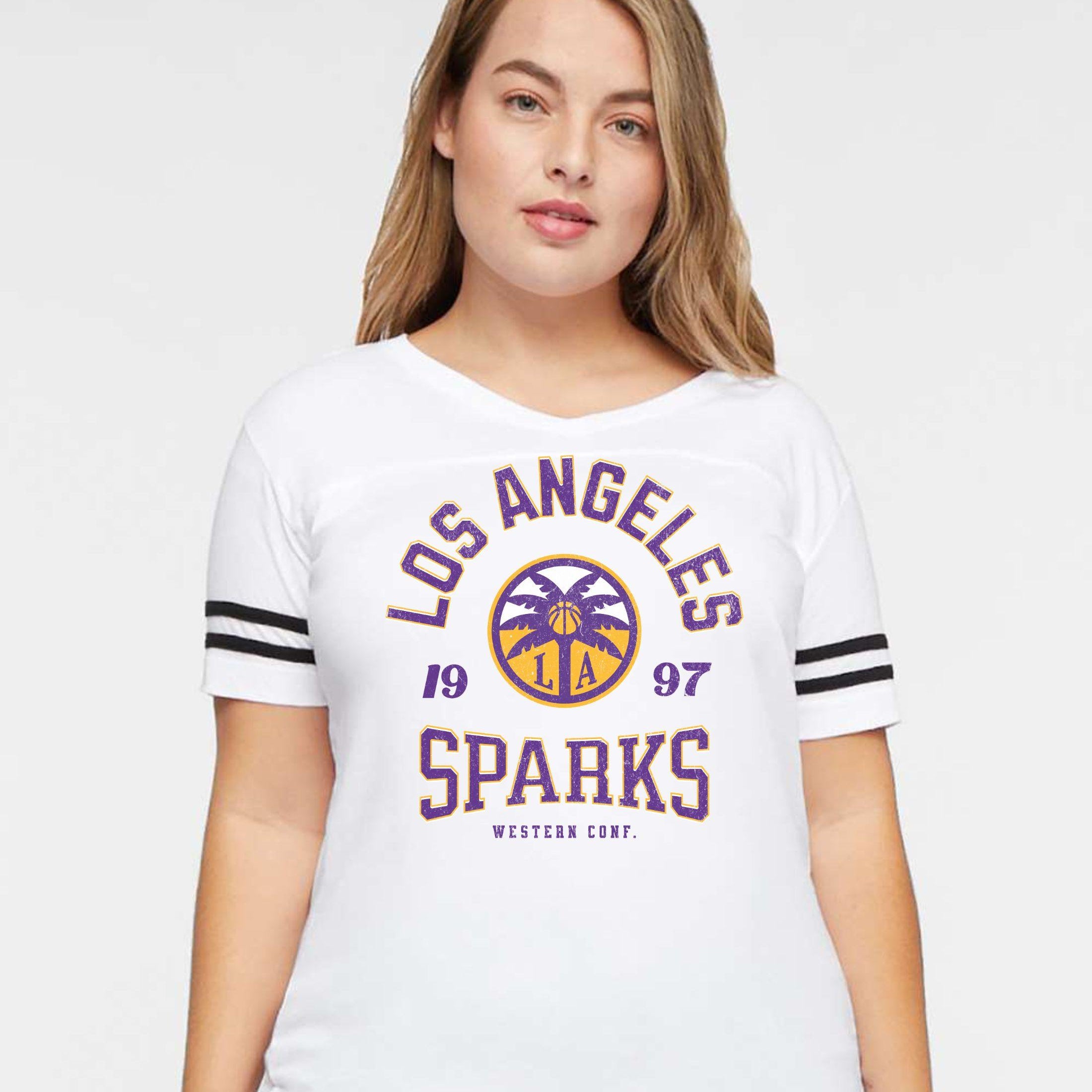 Los Angeles Sparks Vintage Hoops Women's V-Neck Tee