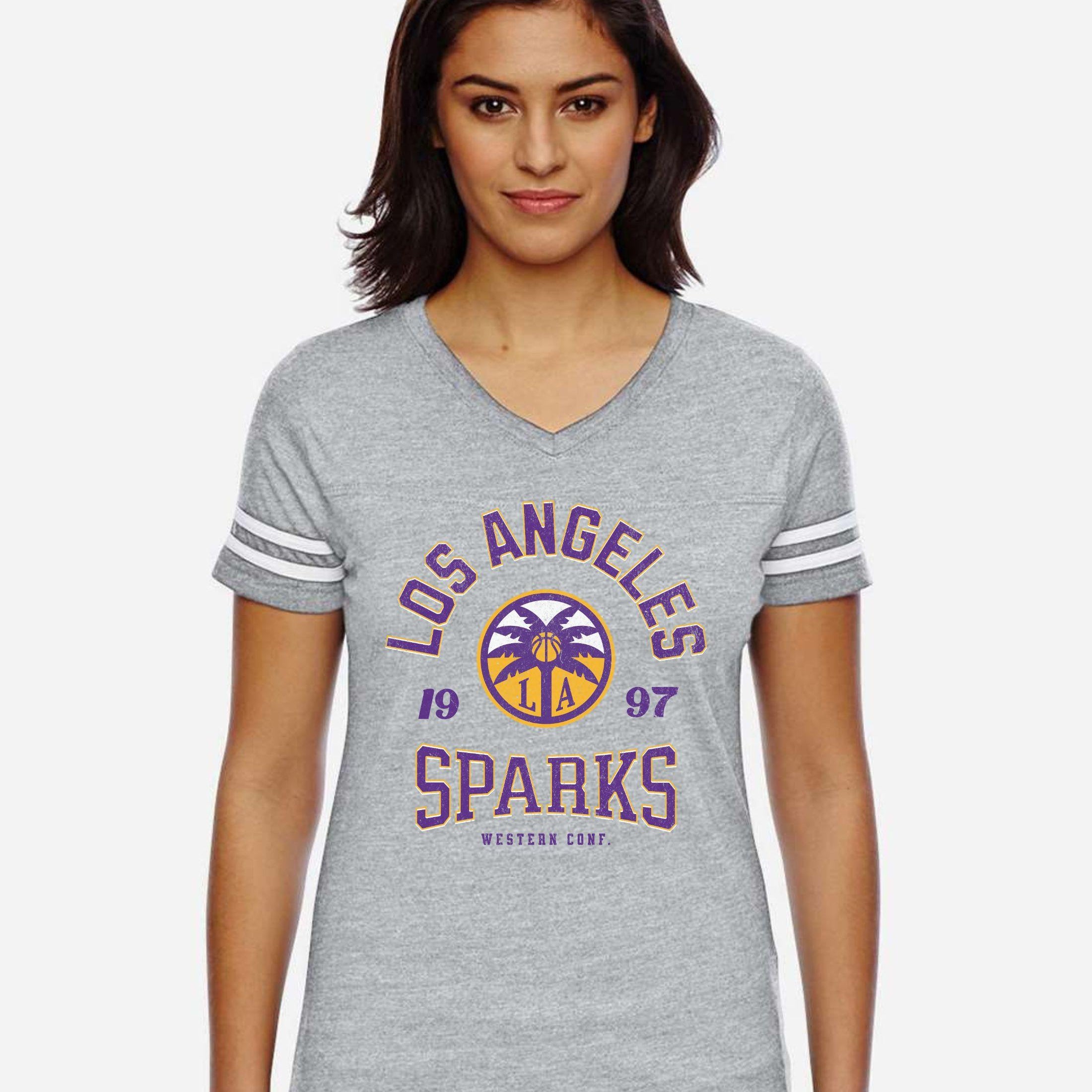 Los Angeles Sparks Vintage Hoops Women's V-Neck Tee