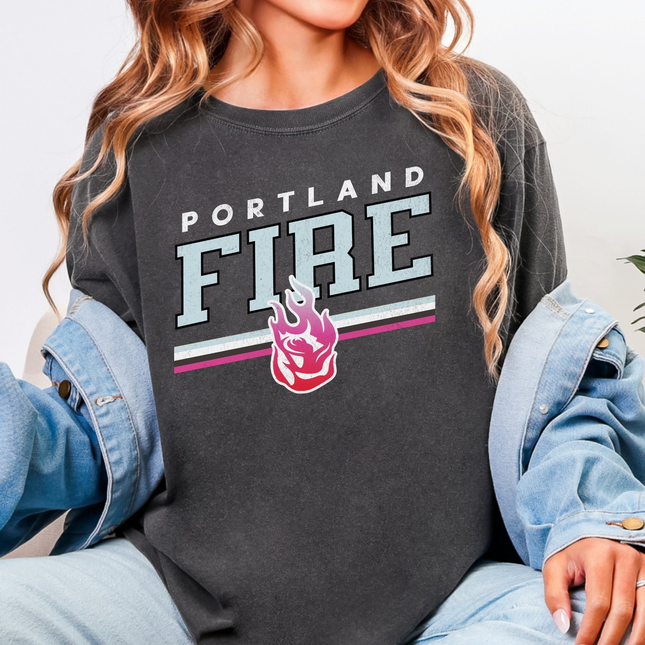 Portland Fire Alternate Logo Bold Stripes T-Shirt