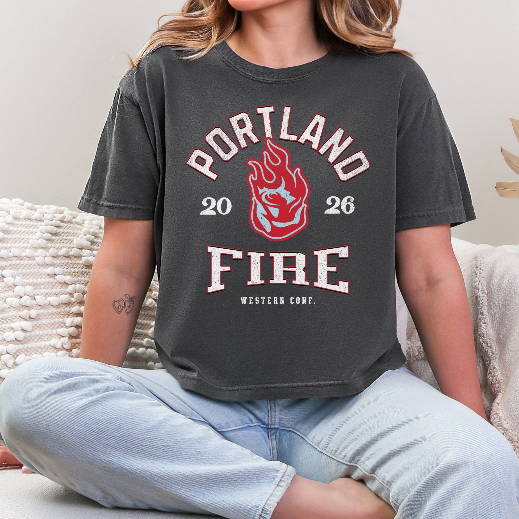 Portland Fire Vintage Hoops Women's Cropped Boxy T-Shirt