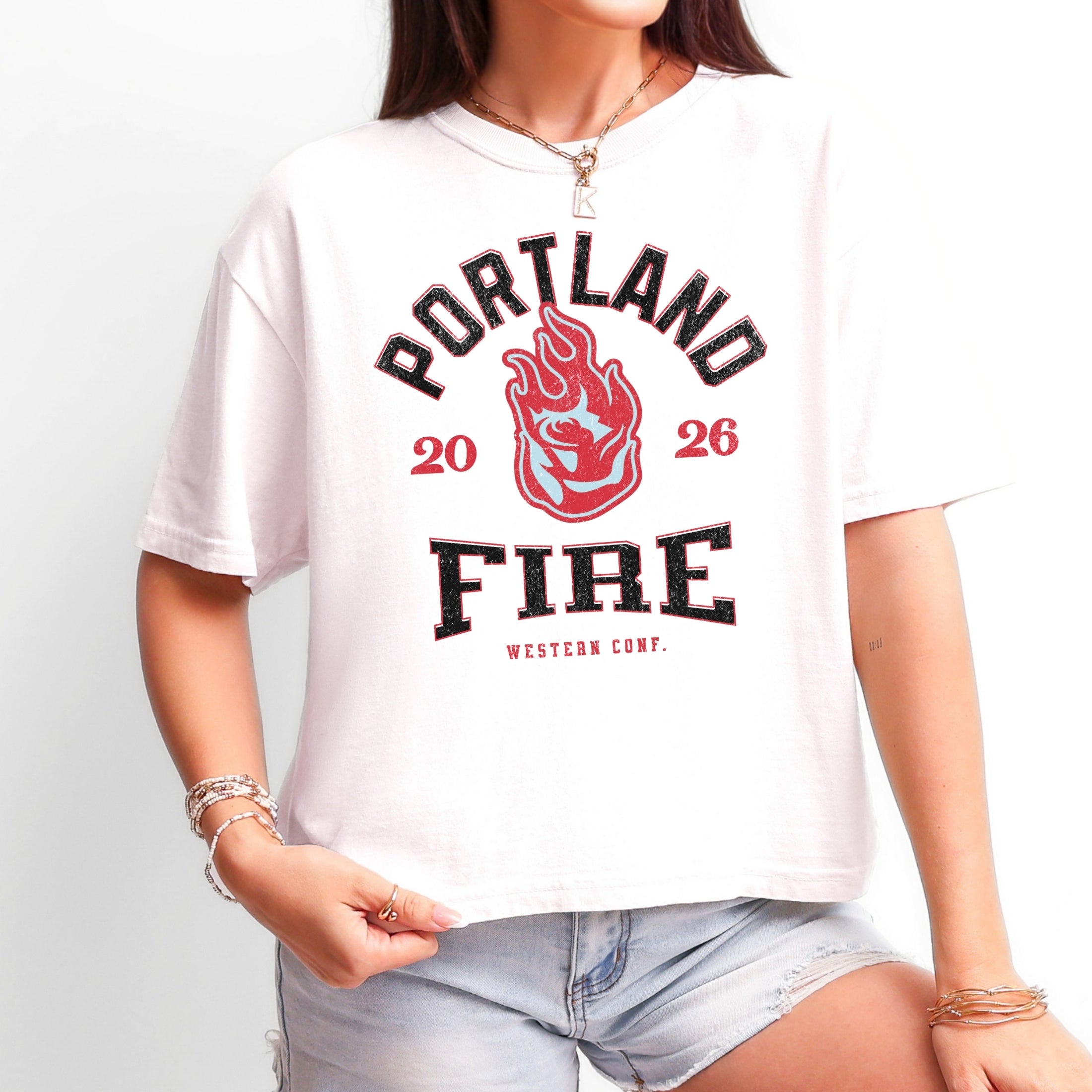 Portland Fire Vintage Hoops Women's Cropped Boxy T-Shirt