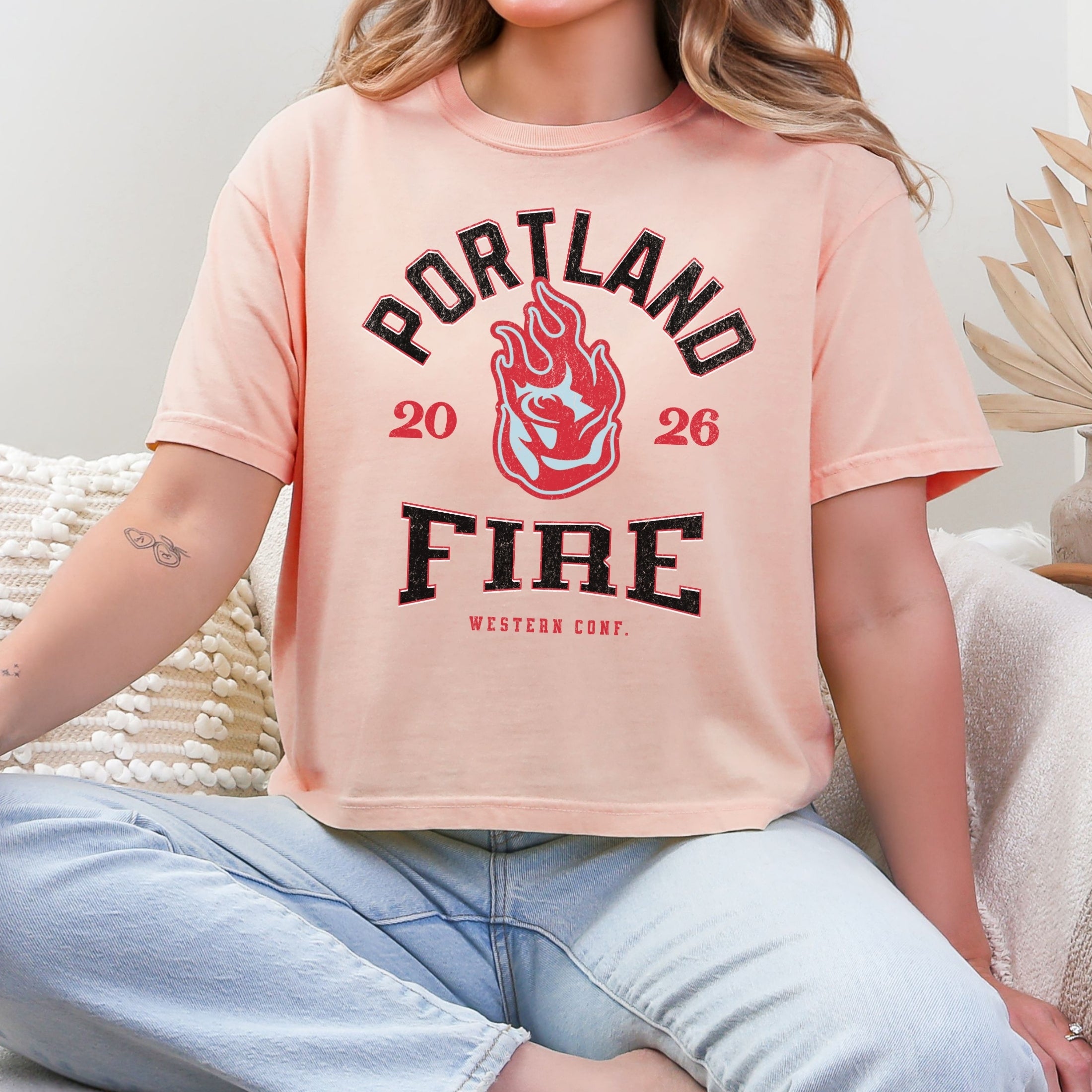 Portland Fire Vintage Hoops Women's Cropped Boxy T-Shirt