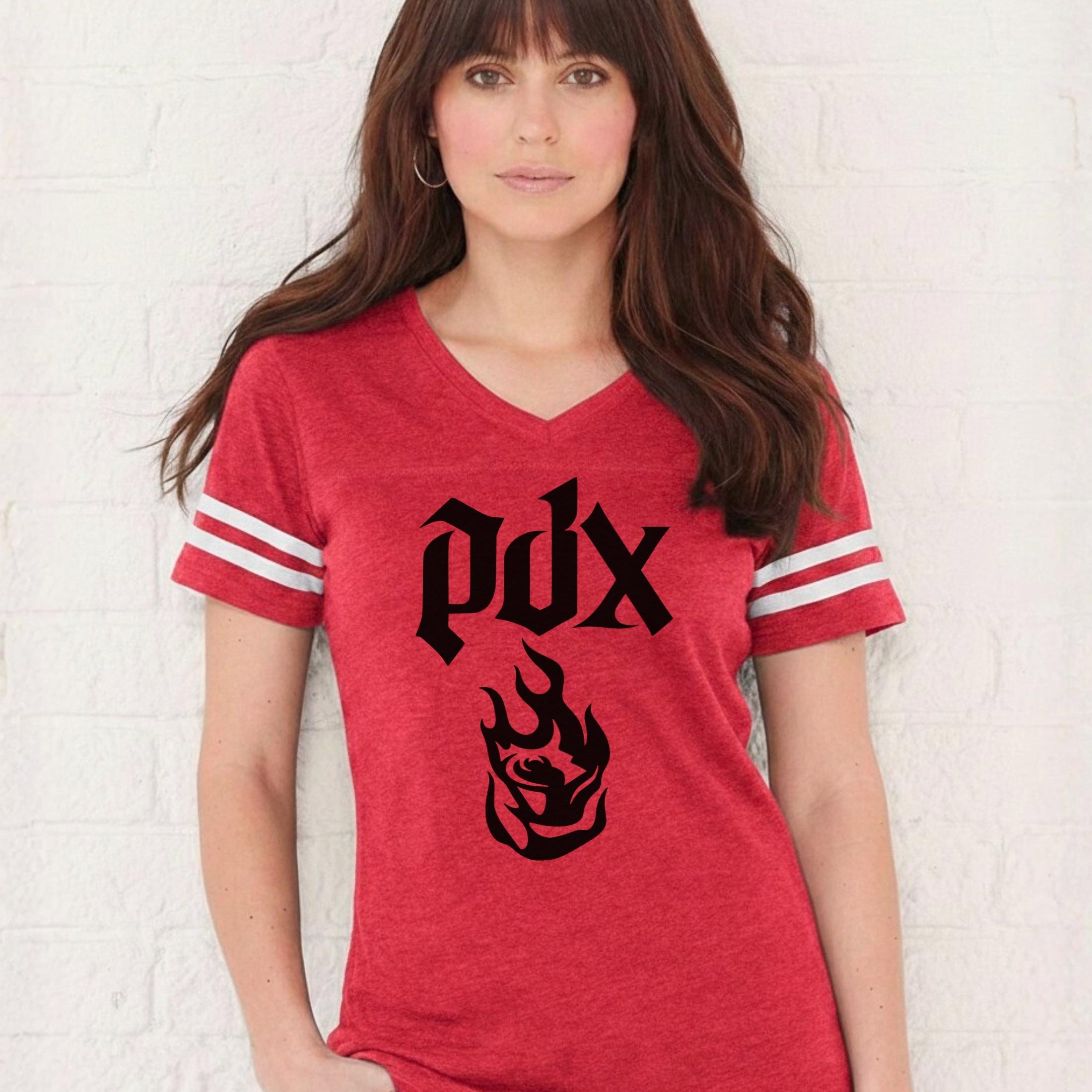 Portland Fire PDX Dark Edition Women's V-Neck Tee