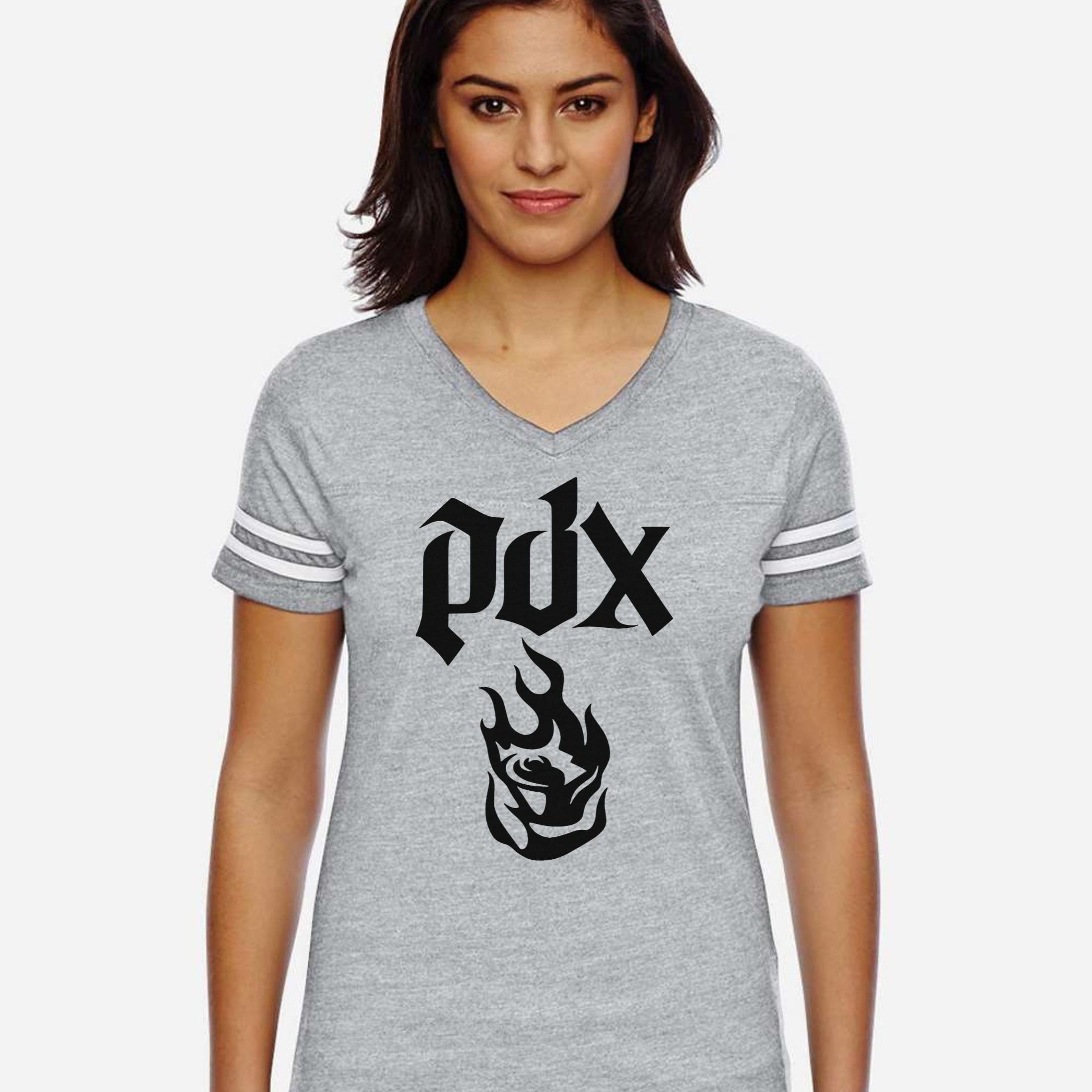 Portland Fire PDX Dark Edition Women's V-Neck Tee