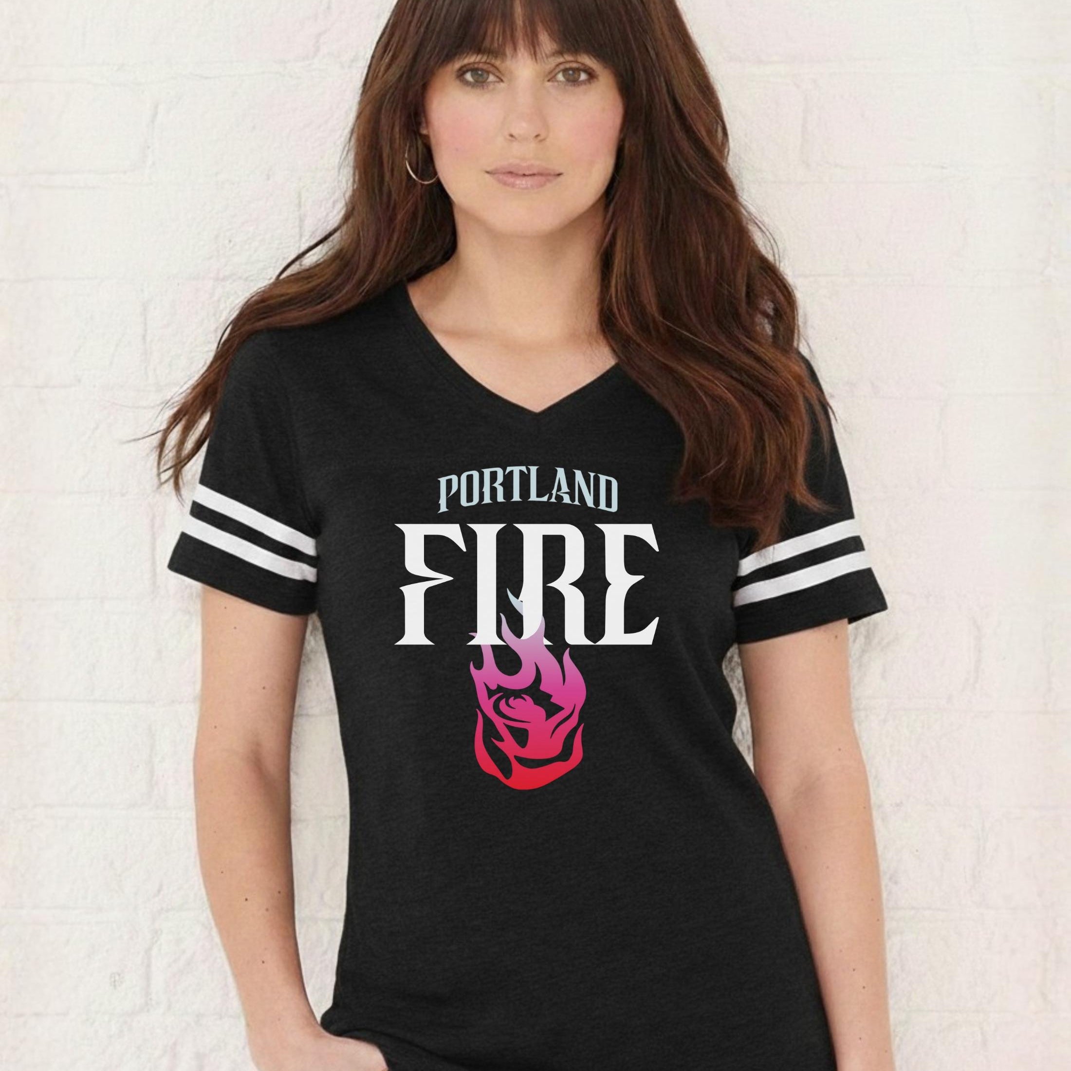 Portland Fire ‘Rose on Fire’ Women's V-Neck Tee