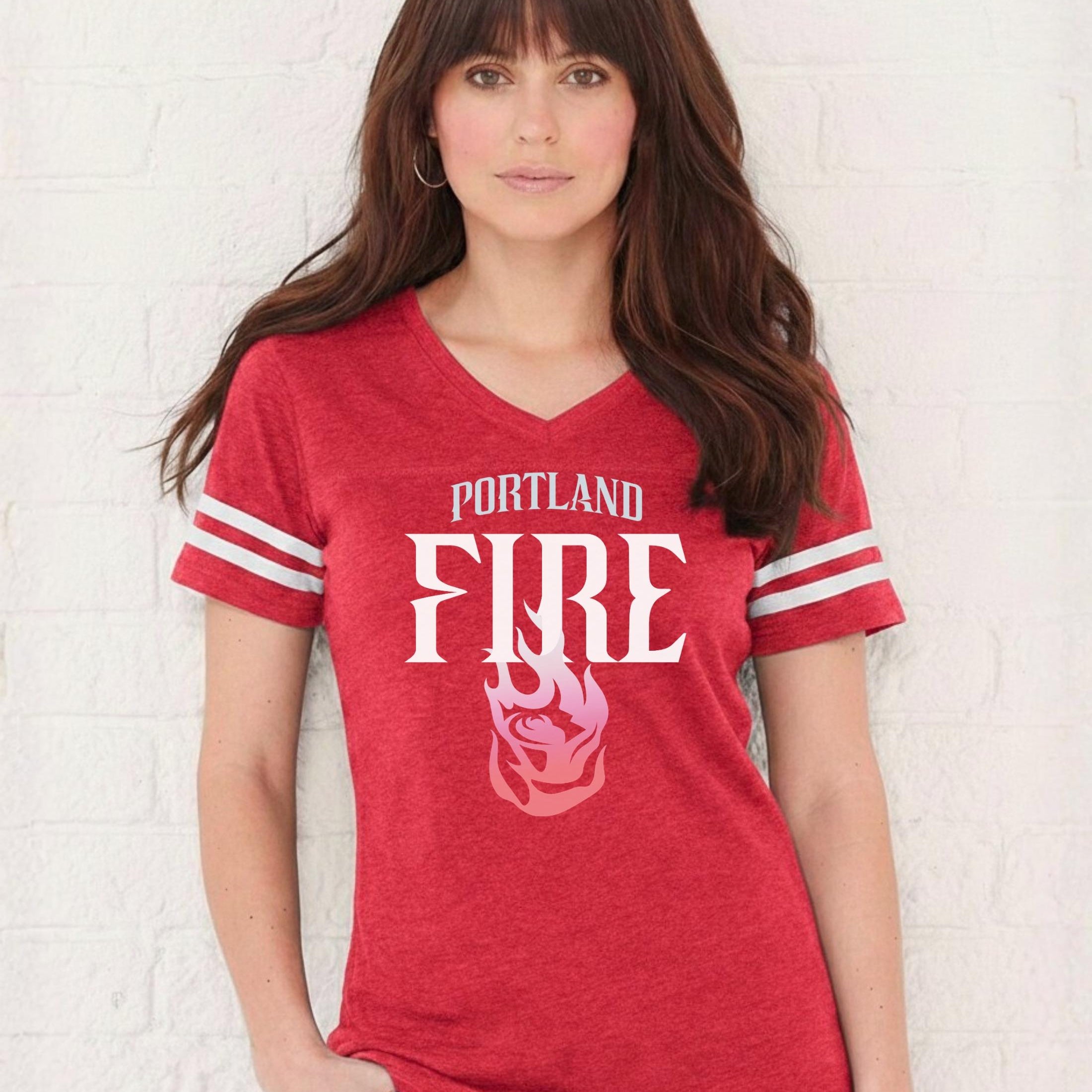 Portland Fire ‘Rose on Fire’ Women's V-Neck Tee