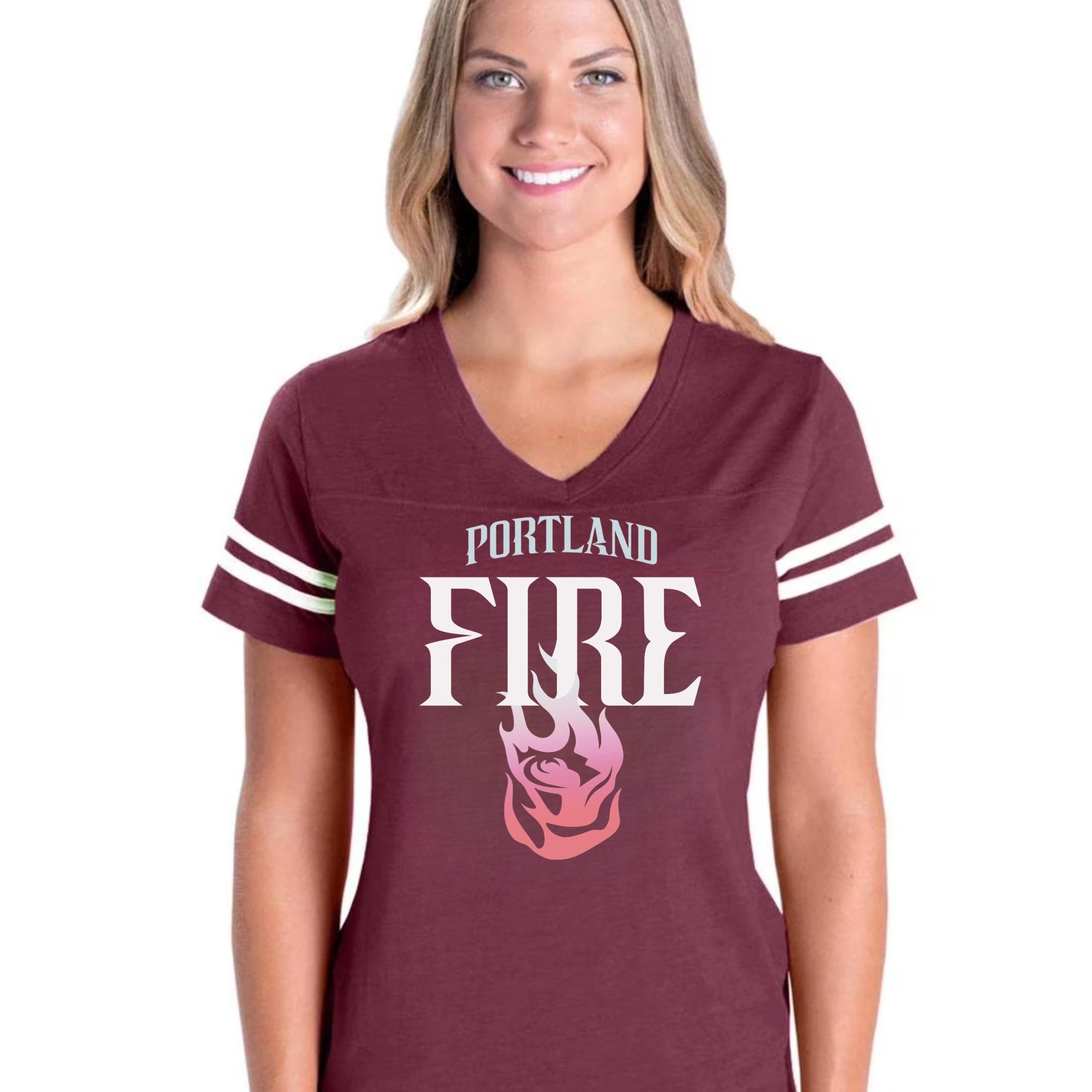 Portland Fire ‘Rose on Fire’ Women's V-Neck Tee