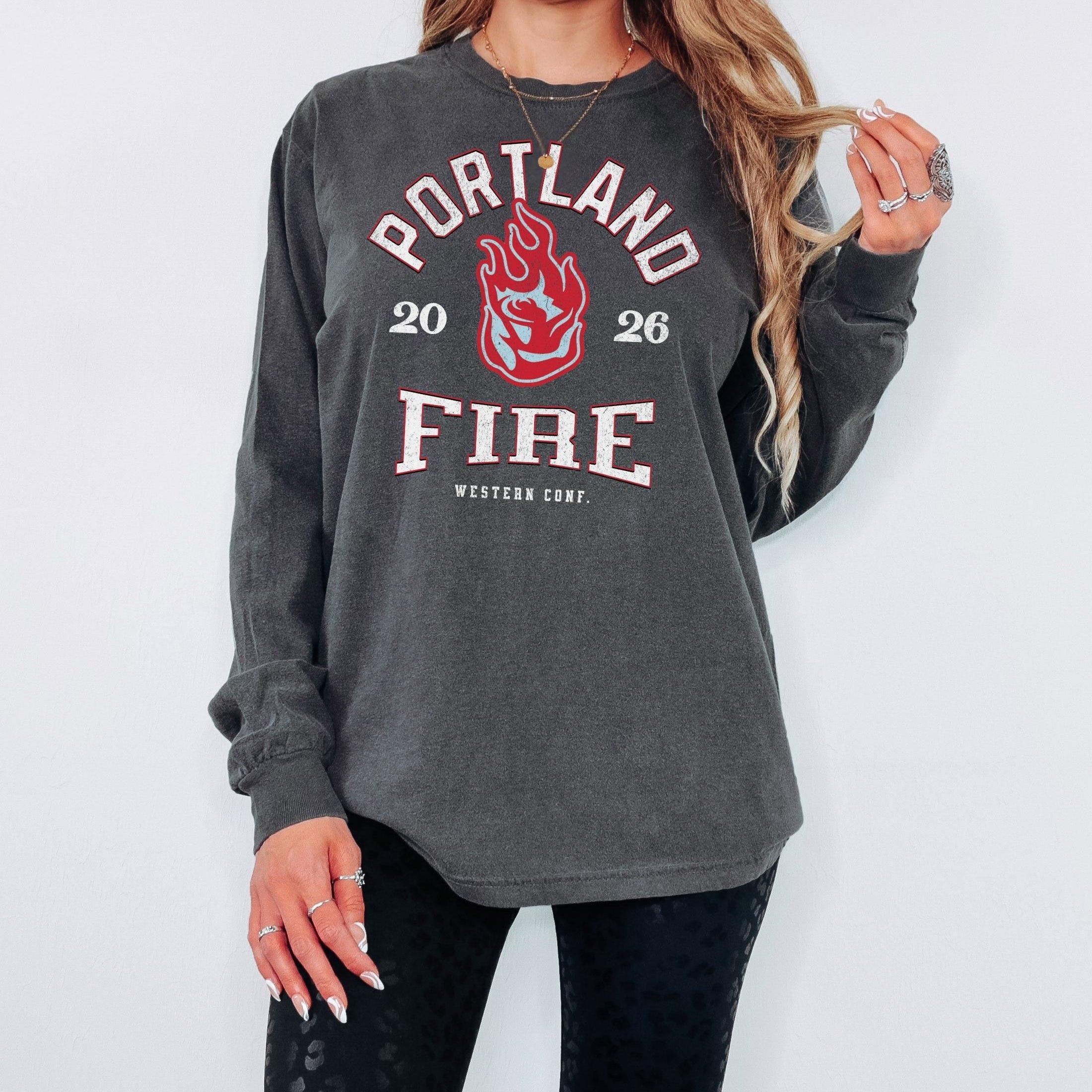Portland Fire Vintage Hoops Long Sleeve Tee