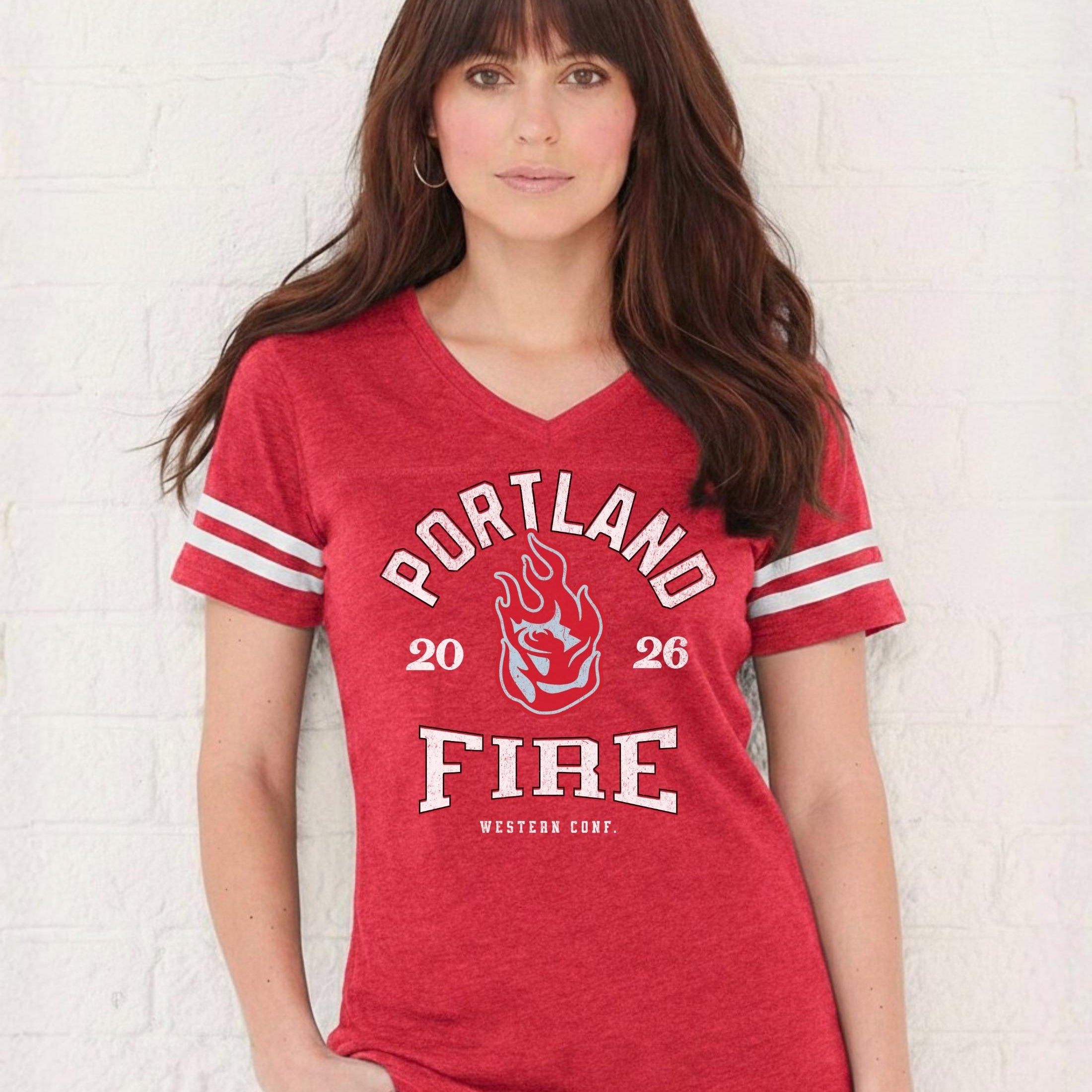 Portland Fire Vintage Hoops Women's V-Neck Tee