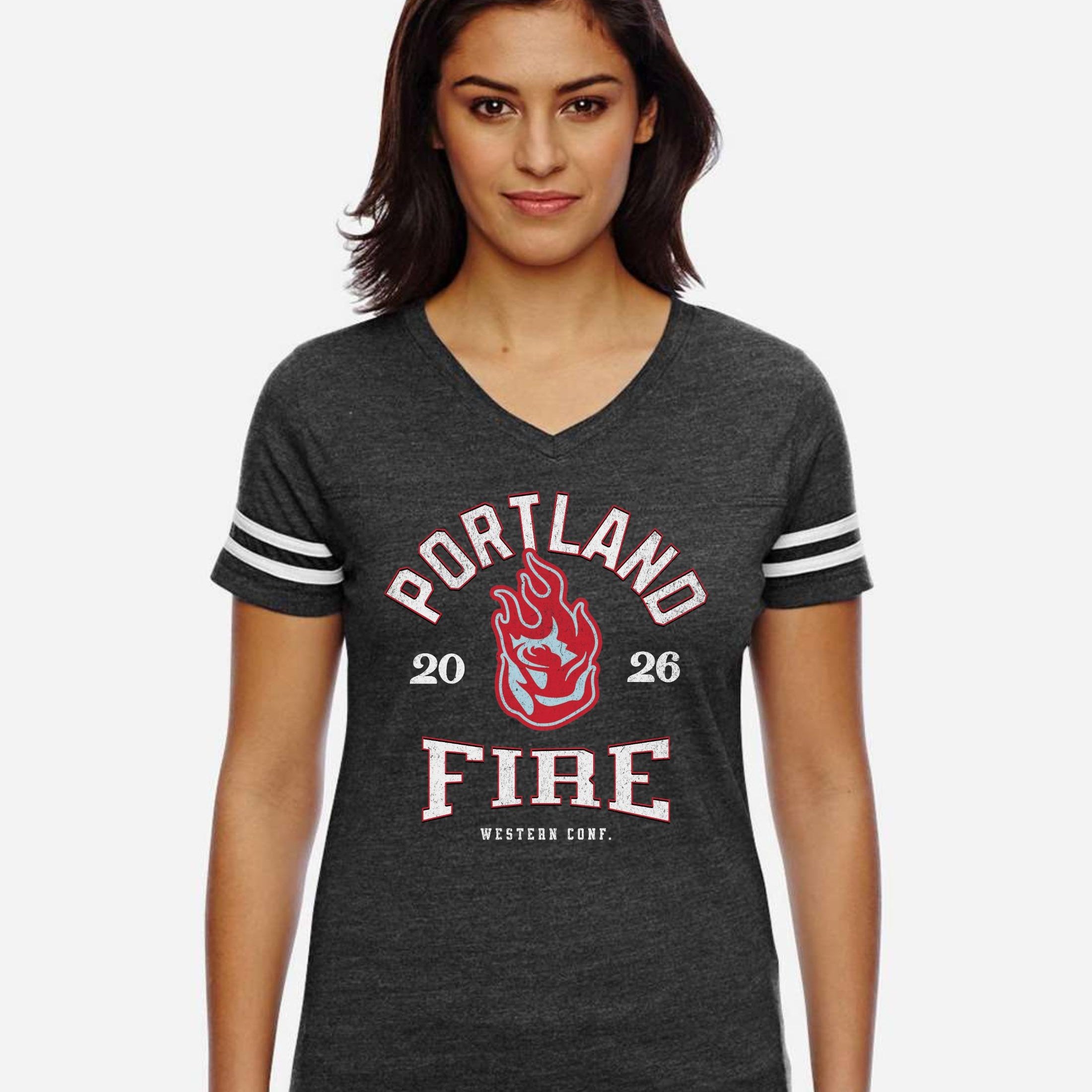 Portland Fire Vintage Hoops Women's V-Neck Tee