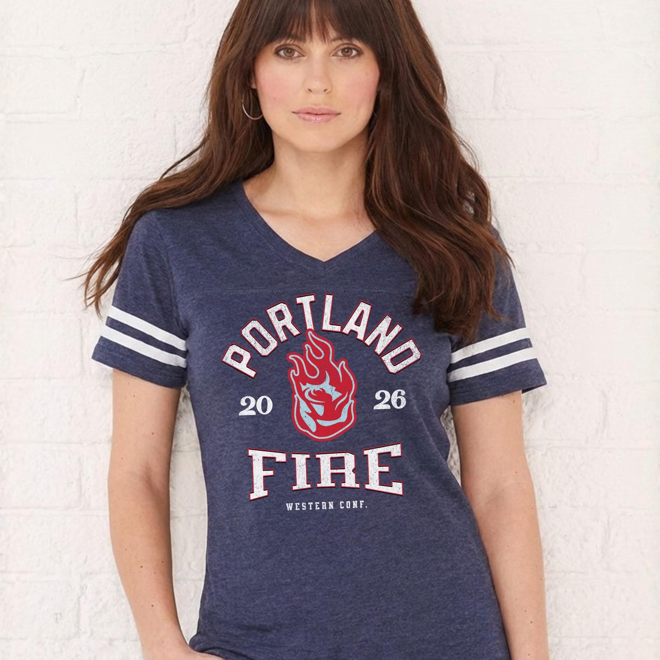 Portland Fire Vintage Hoops Women's V-Neck Tee