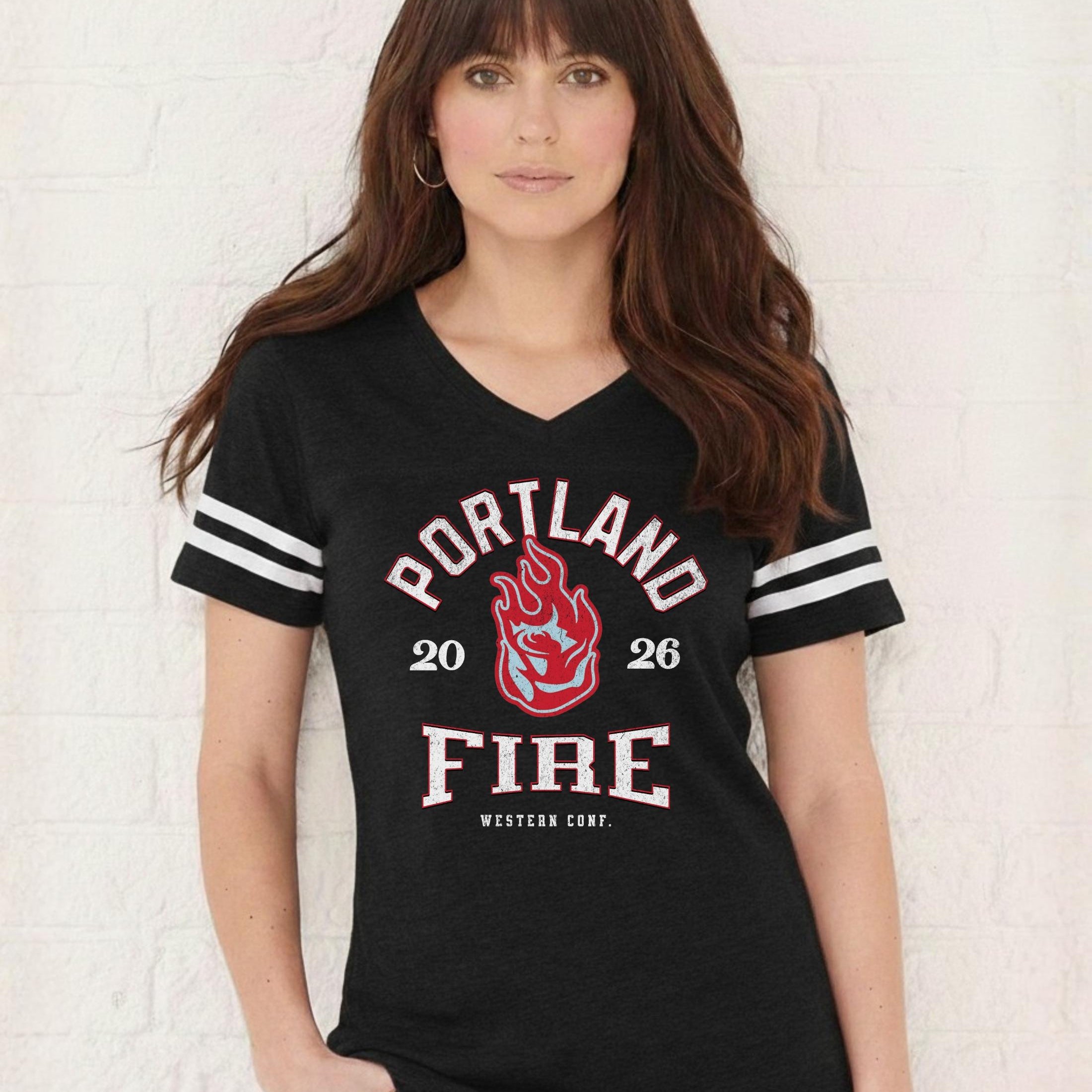Portland Fire Vintage Hoops Women's V-Neck Tee