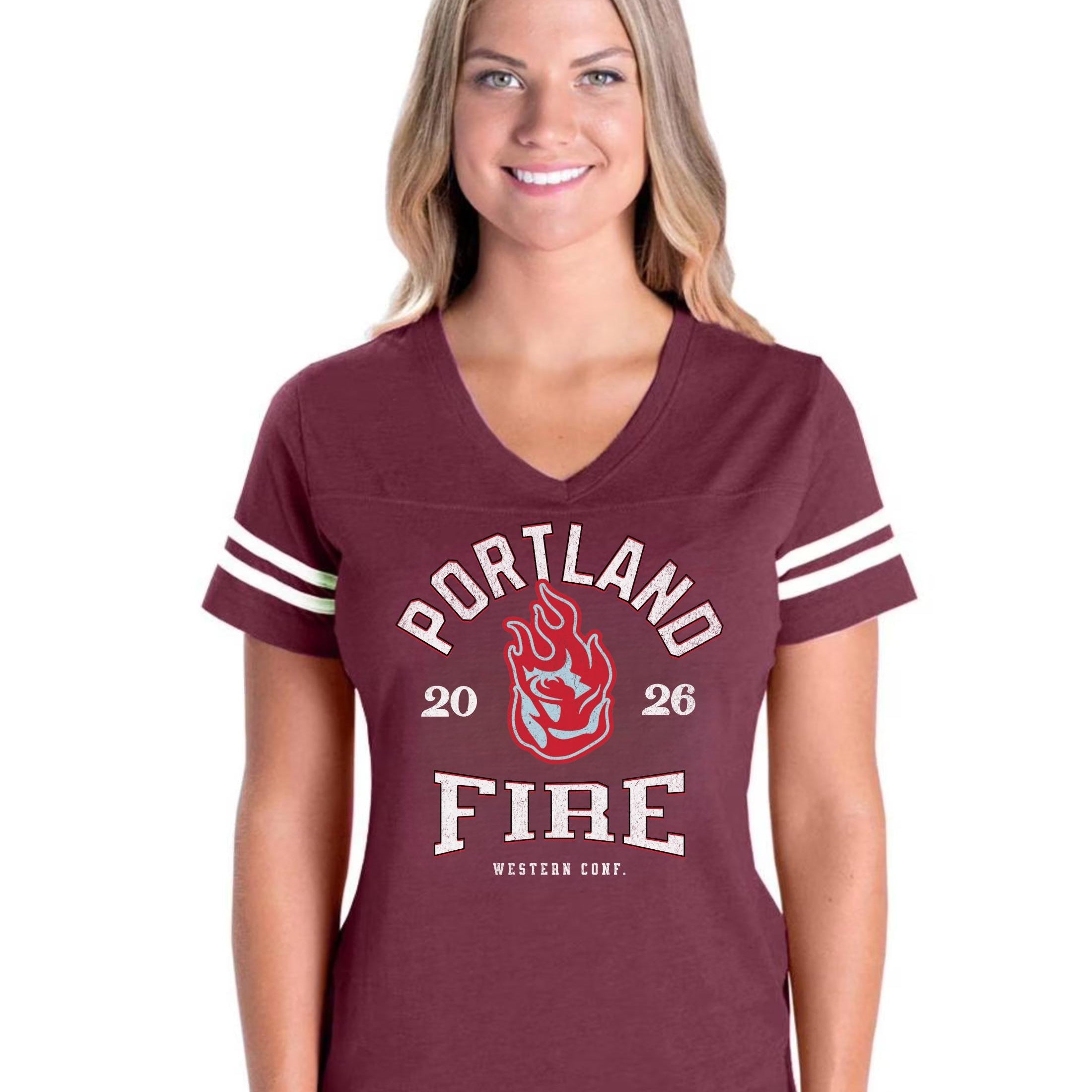 Portland Fire Vintage Hoops Women's V-Neck Tee