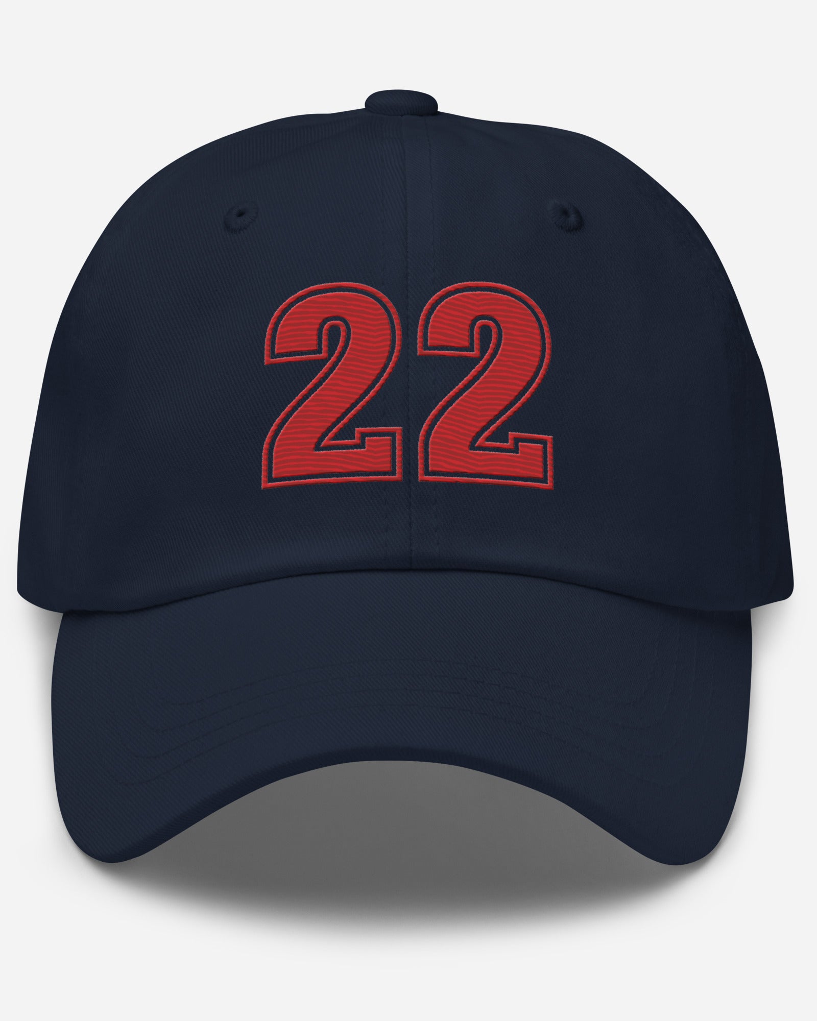 Navy dad hat embroidered with number 22
