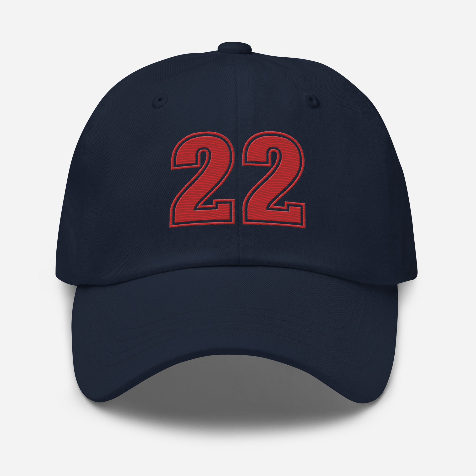 Navy dad hat embroidered with number 22