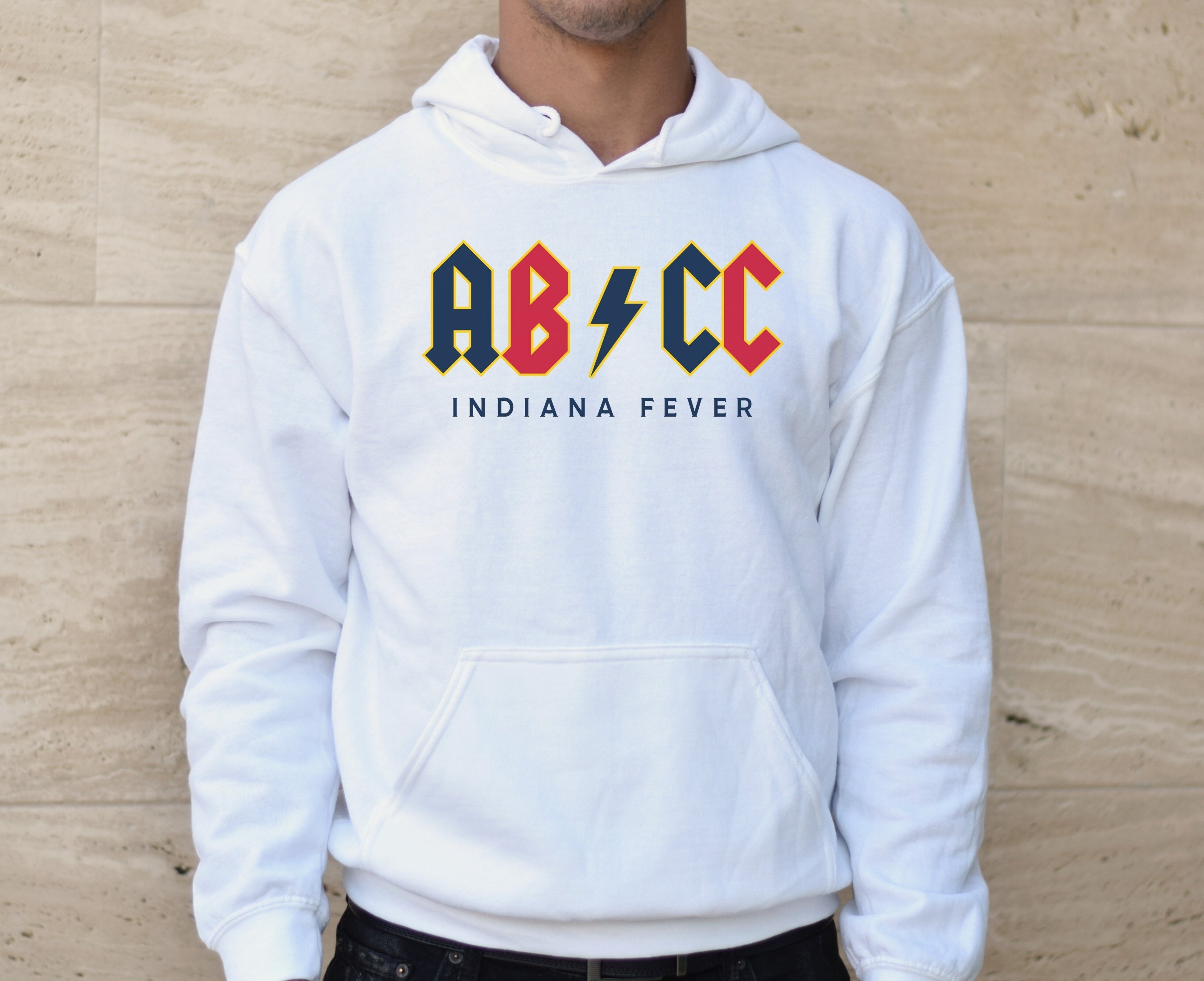 Man wearing white Aliyah Boston Caitlin Clark hoodie