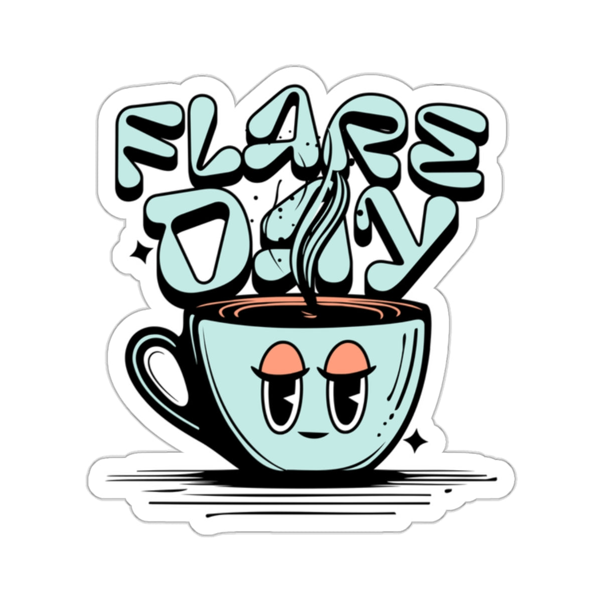 Tired mug flare day sticker