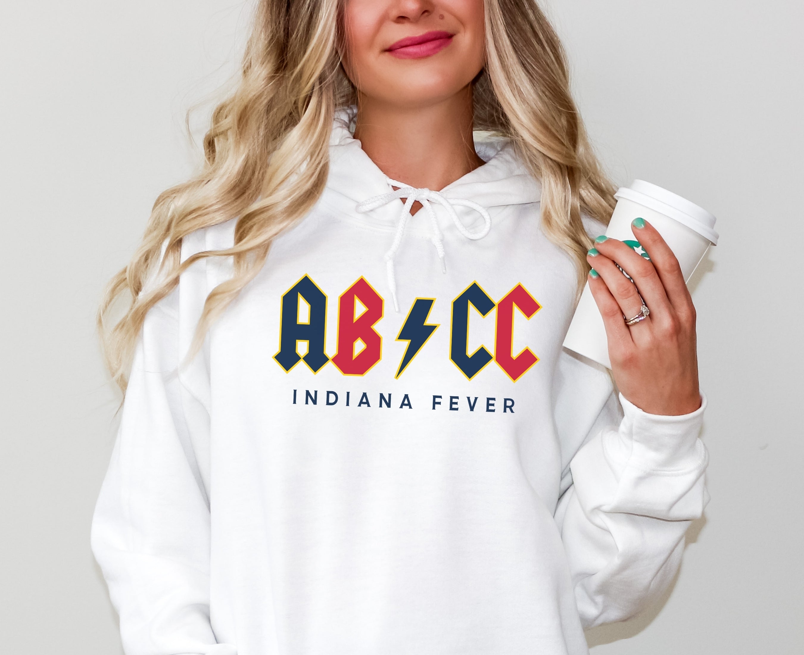 Girl wearing white Aliyah Boston Caitlin Clark hoodie