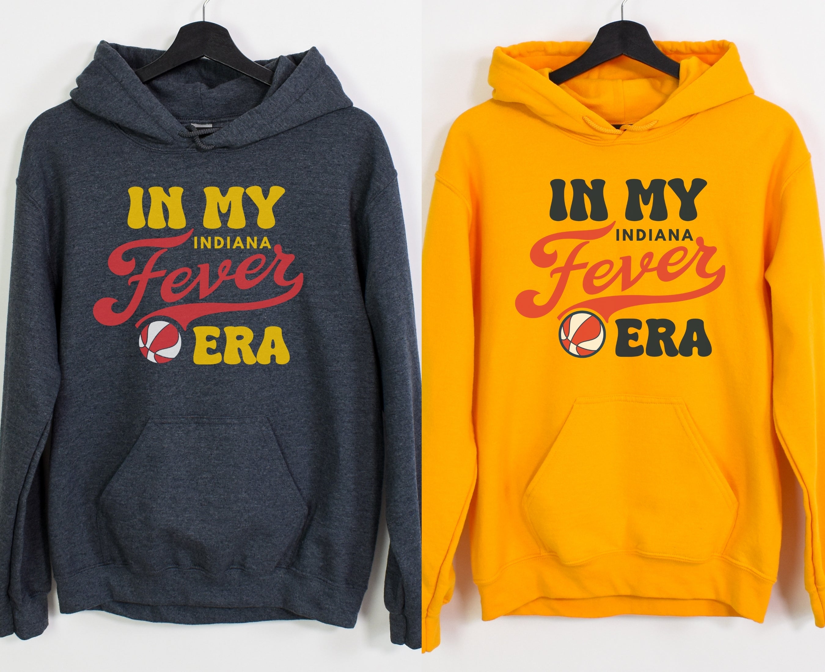 Gold and dark grey heather Indiana Fever hoodie sweatshirts