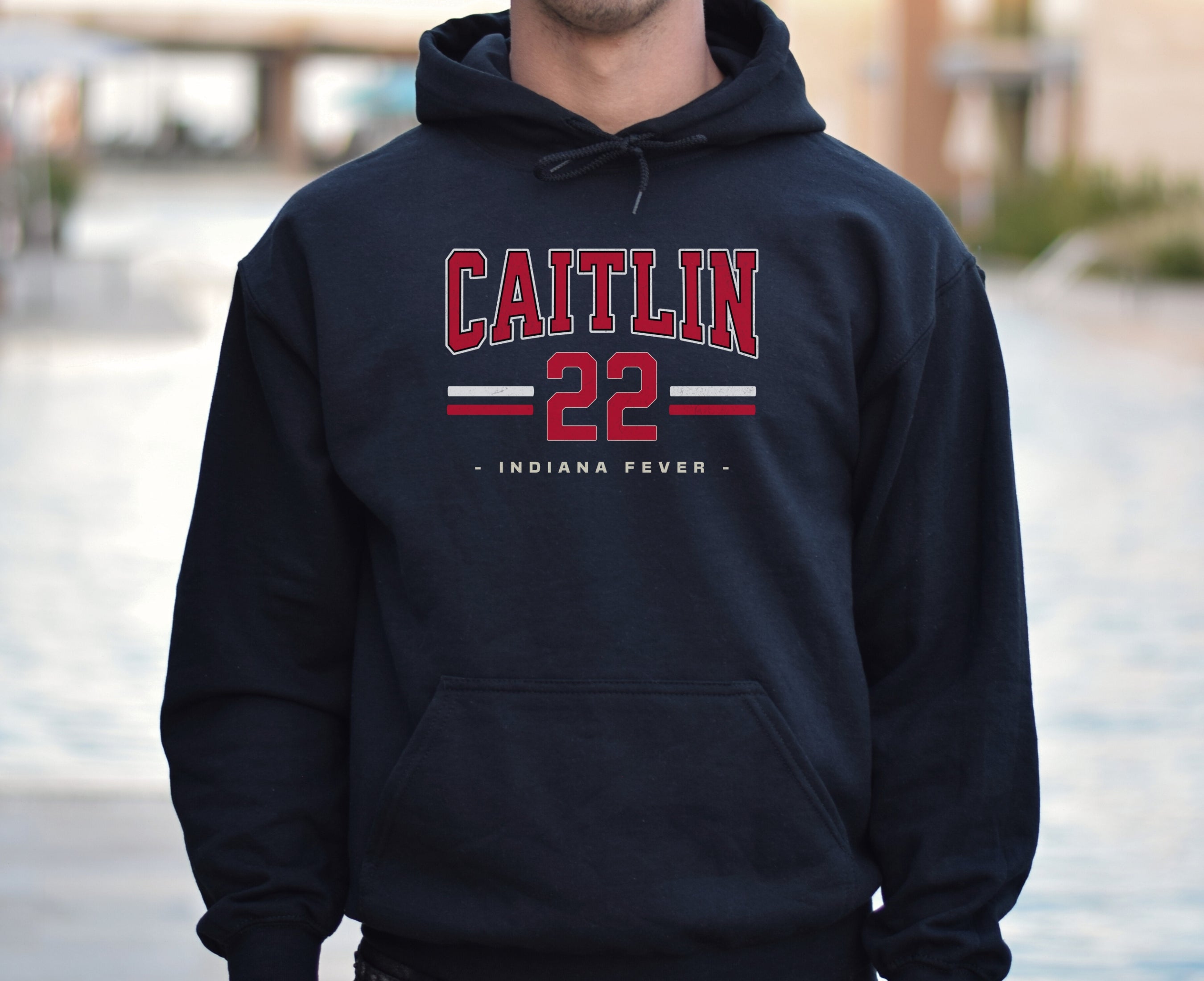 Man wearing black Caitlin Clark 22 Hoodie