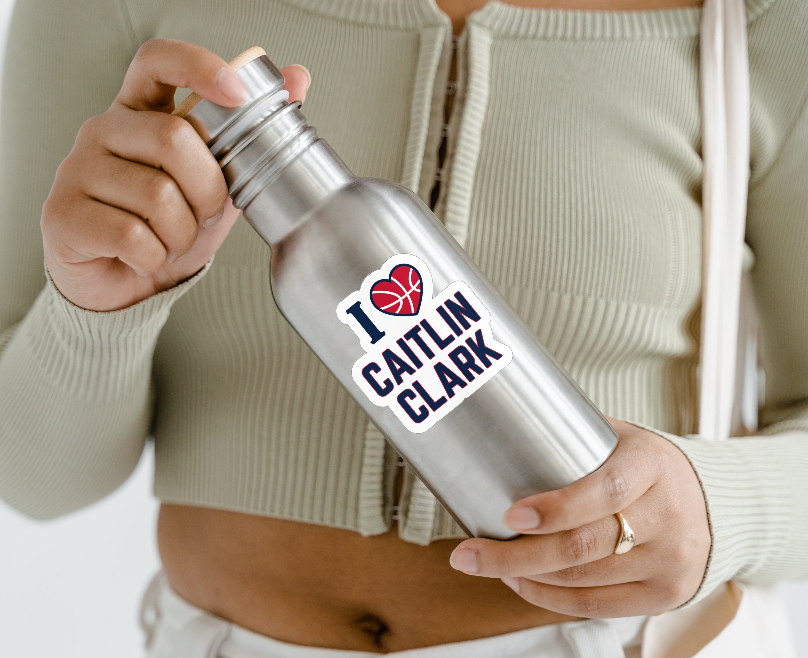 I love Caitlin Clark Sticker on water bottle