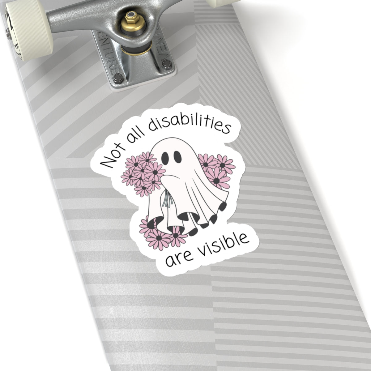 6 inch invisible illness ghost sticker on skateboard