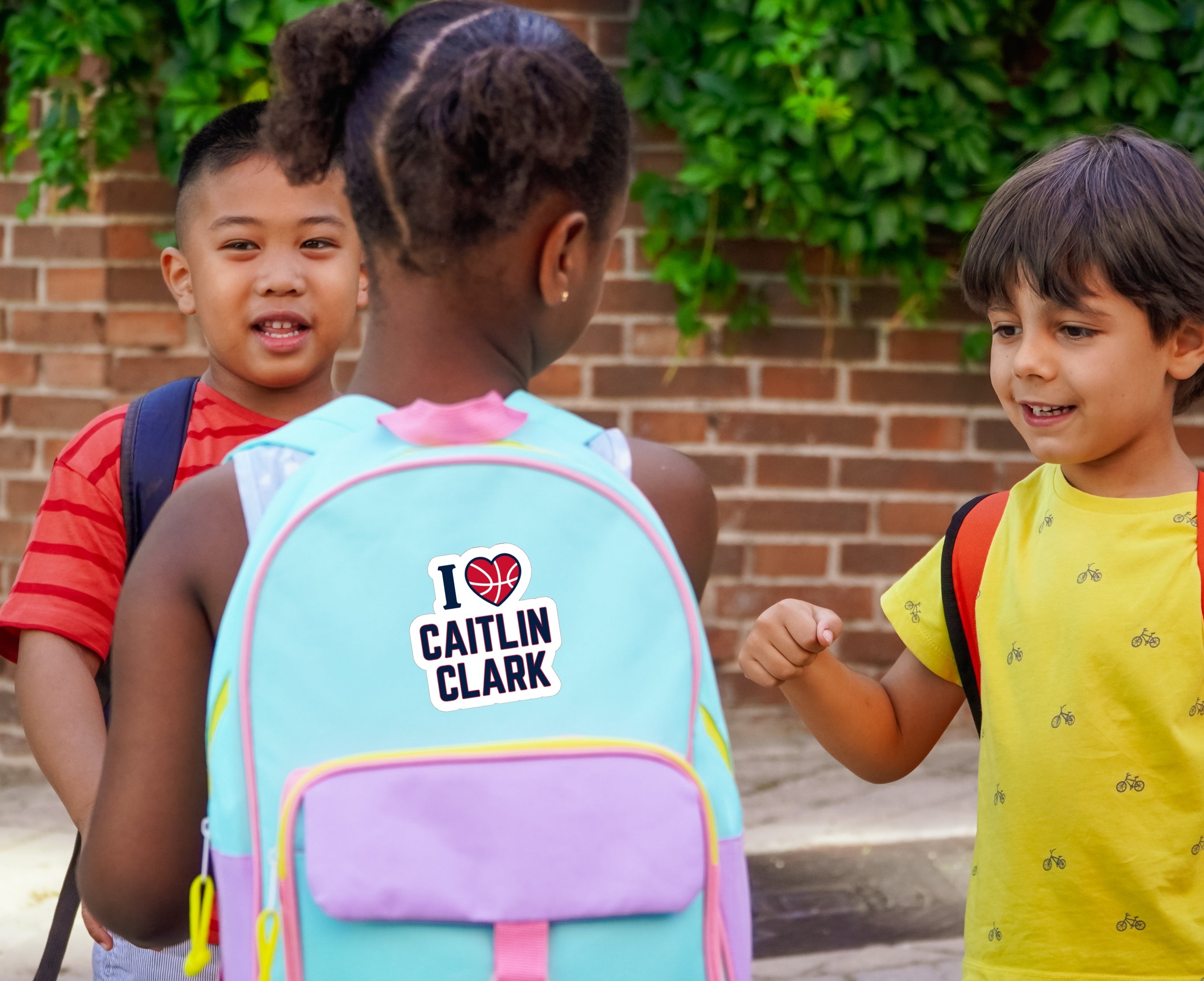 I love Caitlin Clark Sticker on backpack