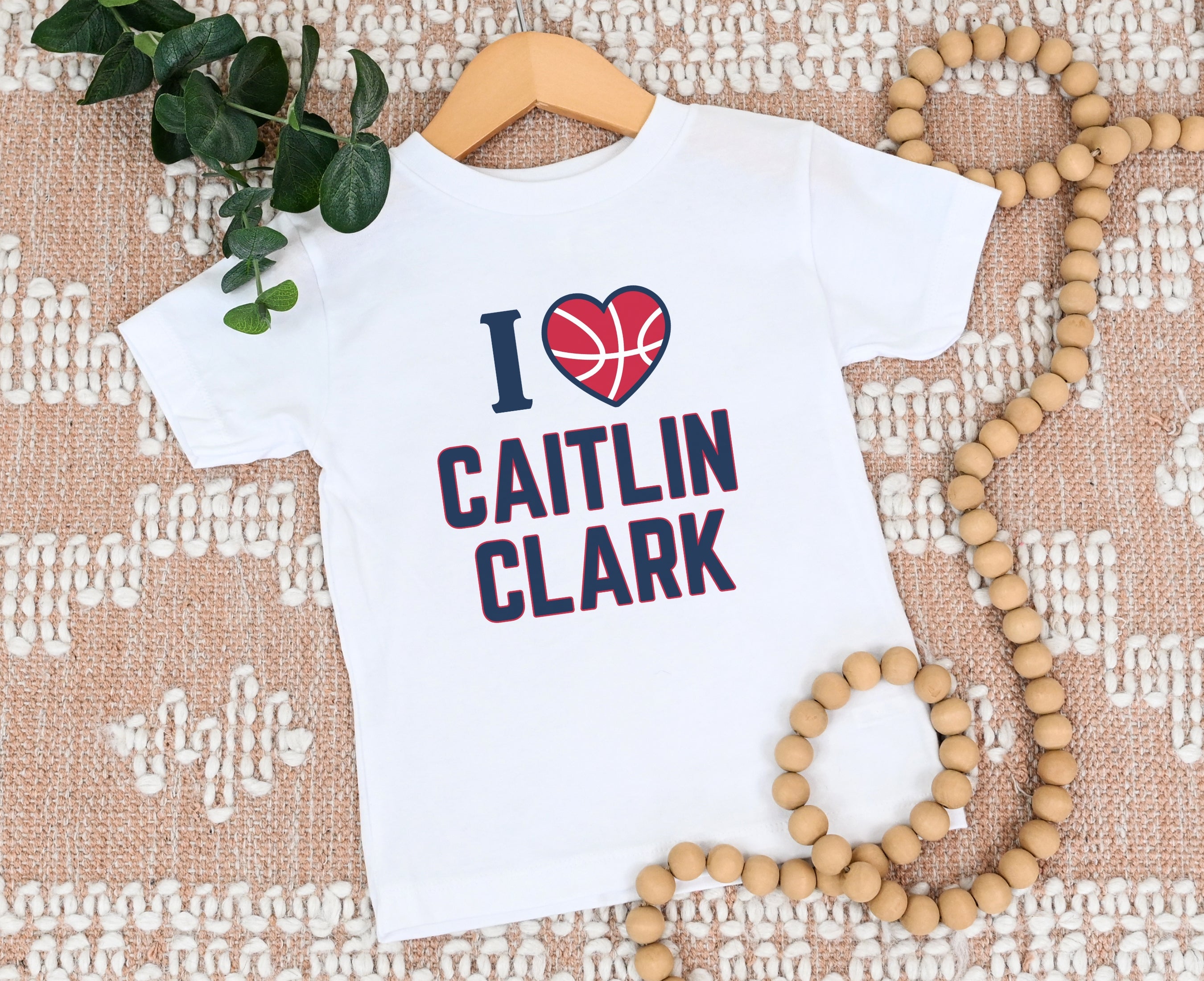 White I love Caitlin Clark kids tee