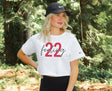 Girl wearing feeling 22 crop top in white