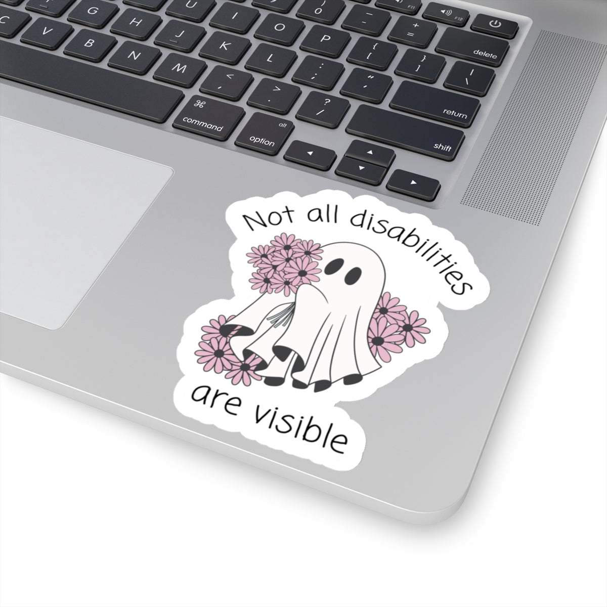 4 inch invisible illness ghost sticker on laptop