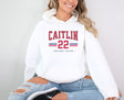 Girl wearing white Caitlin Clark 22 Hoodie
