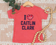 Heather red I love Caitlin Clark kids tee