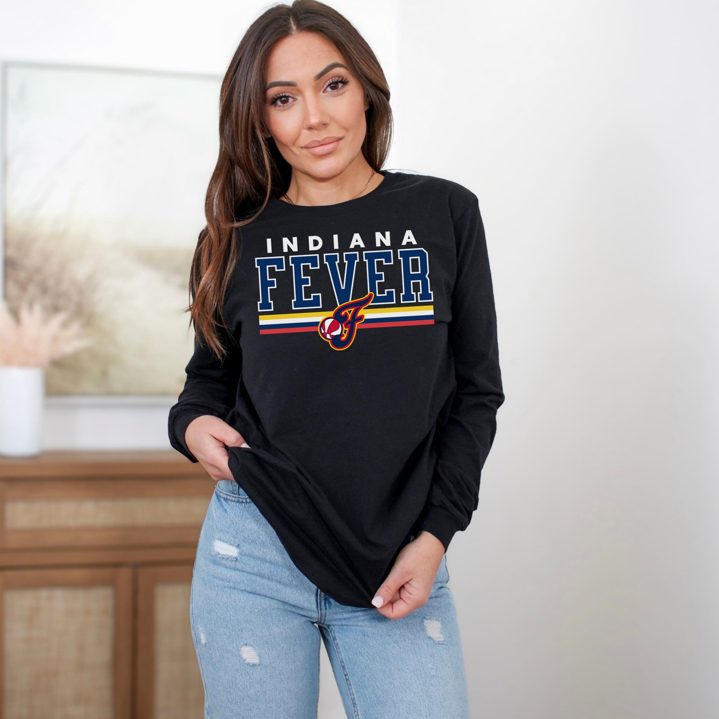 Indiana Fever Bold Stripes Long Sleeve T-Shirt