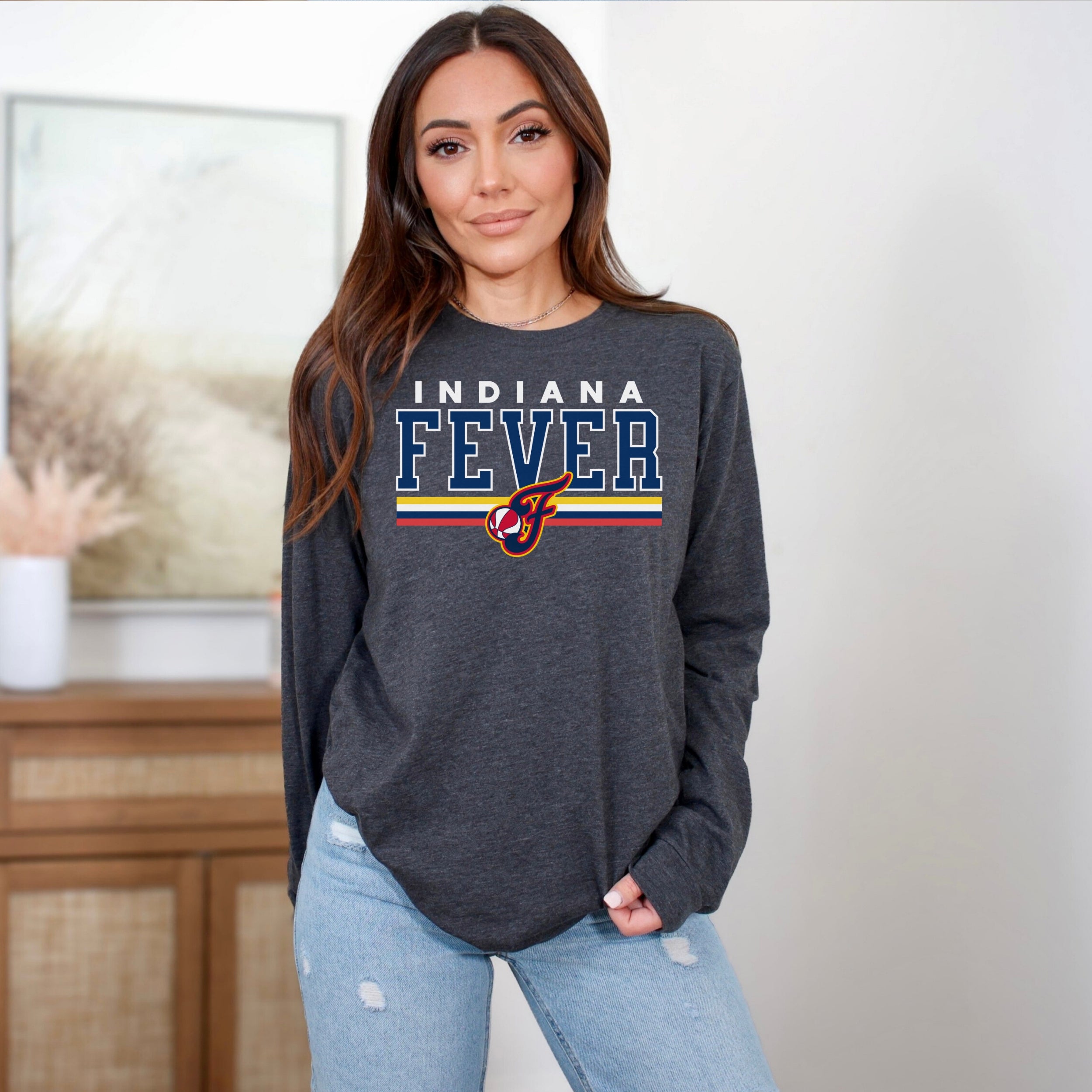 Indiana Fever Bold Stripes Long Sleeve T-Shirt