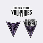 Golden State Valkyries logo stickers on light grey background