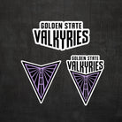 Golden State Valkyries logo stickers on light grey background