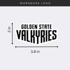 Golden State Valkyries logo stickers on light grey background