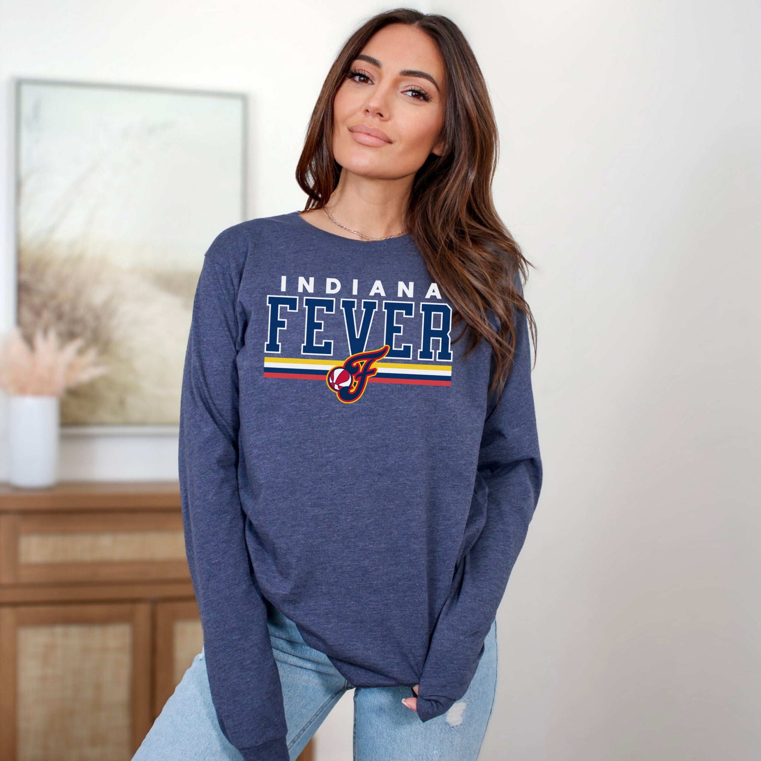 Indiana Fever Bold Stripes Long Sleeve T-Shirt