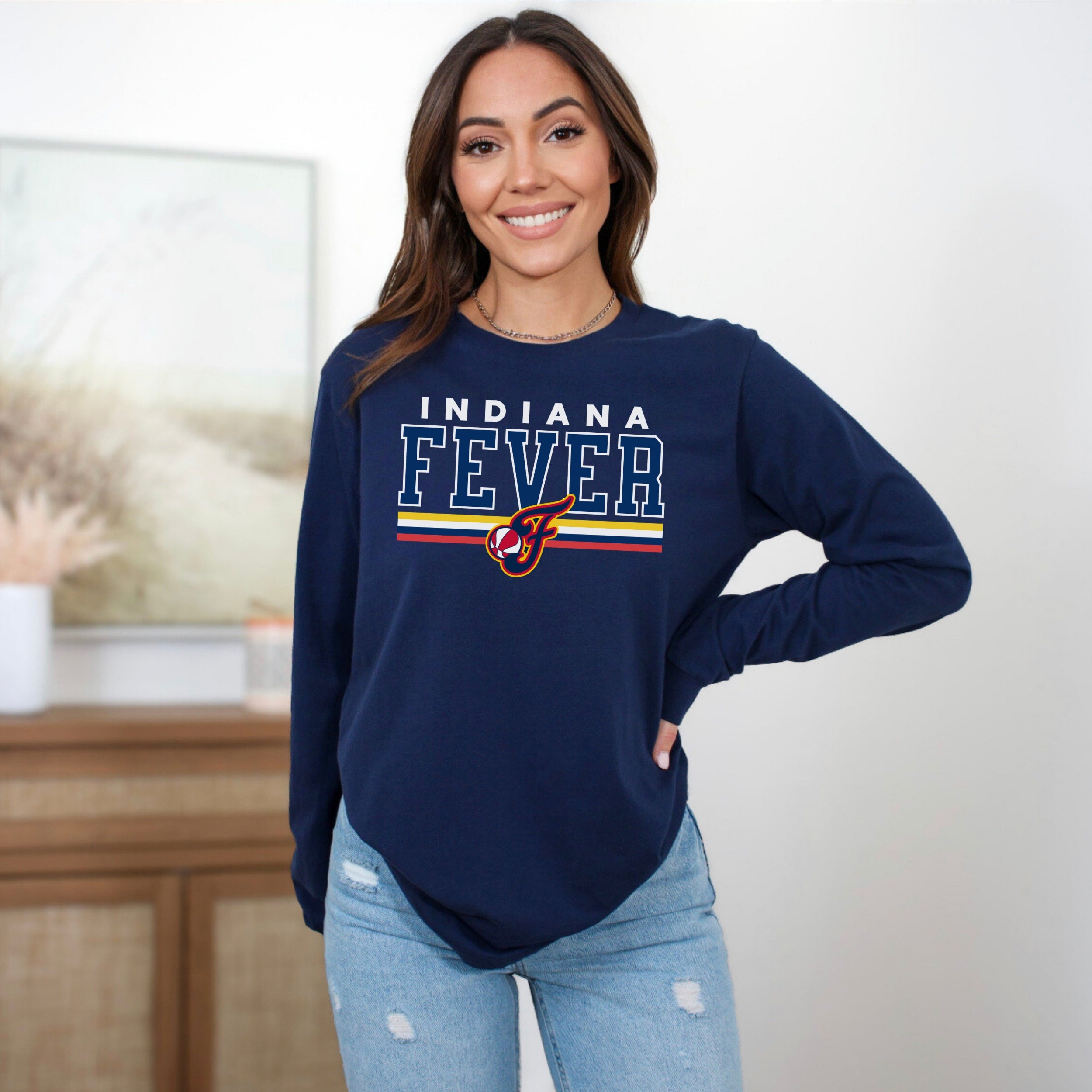 Indiana Fever Bold Stripes Long Sleeve T-Shirt