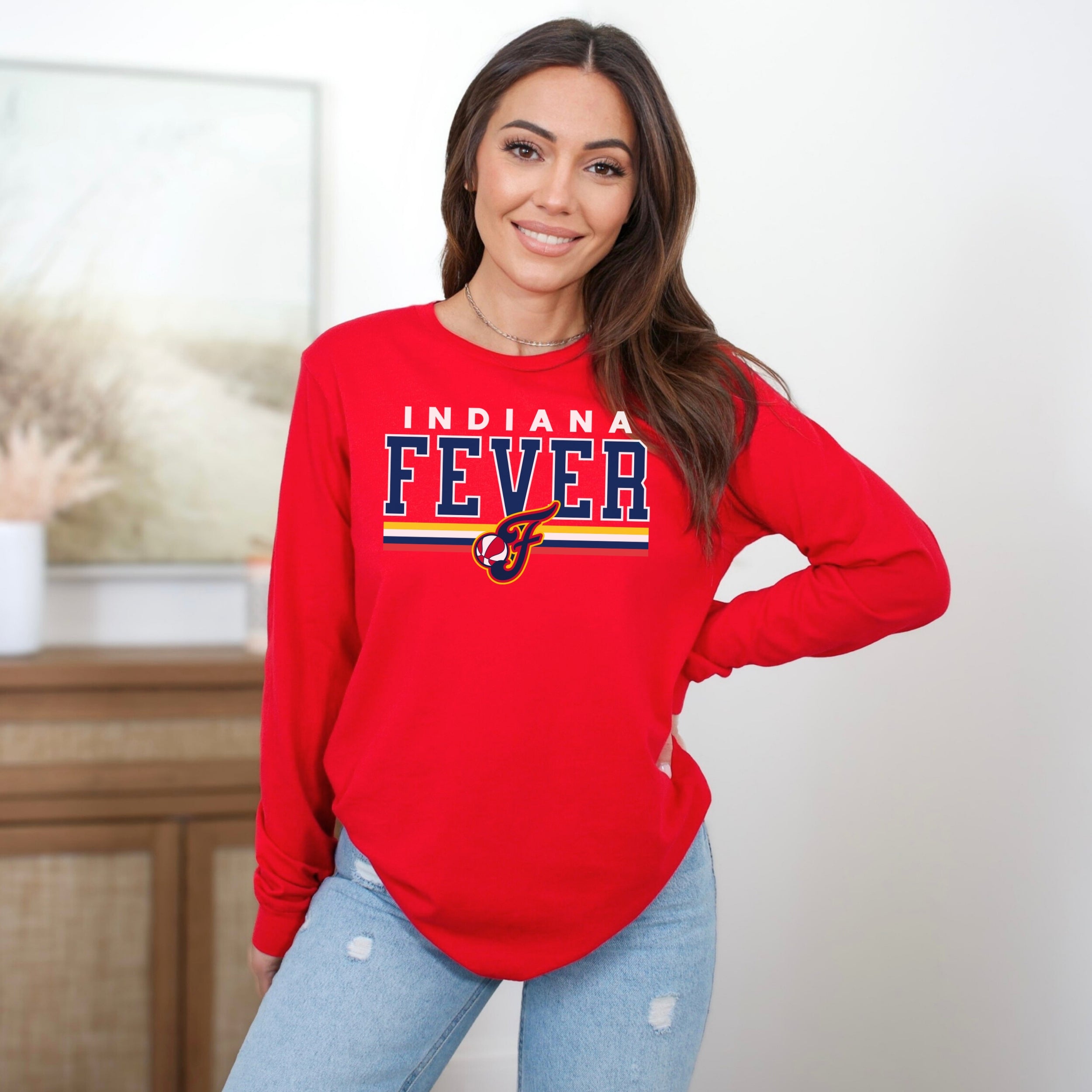 Indiana Fever Bold Stripes Long Sleeve T-Shirt